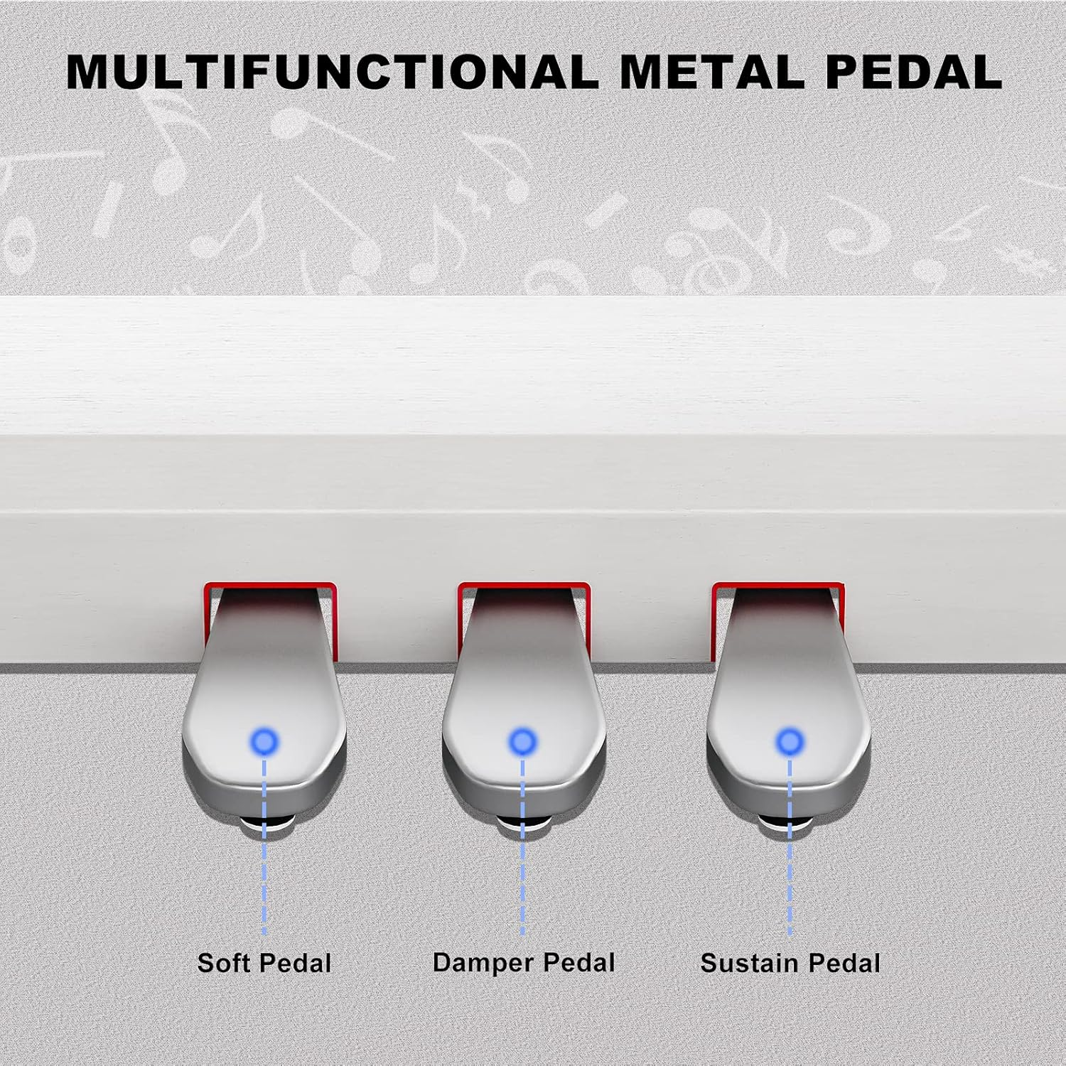 UMOMO U-710 Digital Piano with Duet Bench, 88 Key Electric Piano for Beginner/Adults with Padded Piano Bench+Music Stand+Power Adapter+3-Pedal Board+Instruction Book+Headphone Jack, White