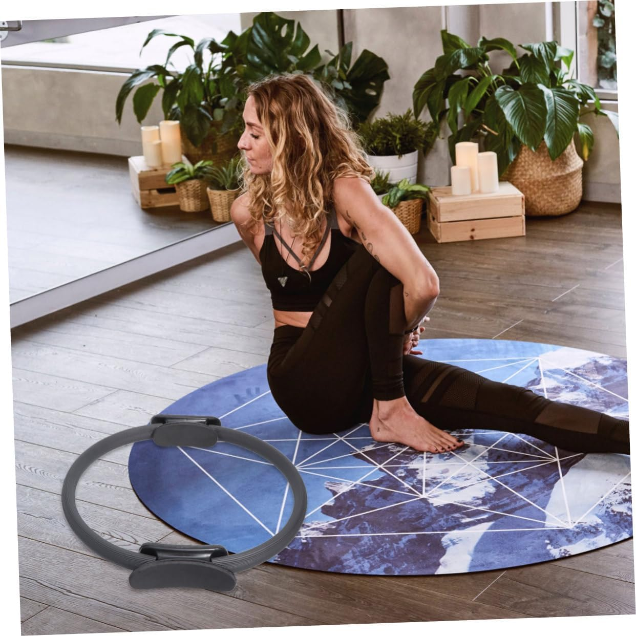 KOMBIUDA 1Pc Fitness Circle Ring Circle Exercises Pilates Circle Pilates Ring Yoga Pilates Exercise Circle Pilates Resistance Circle Workout Household Appliances Unbreakable Purple Balance - Black image number 2