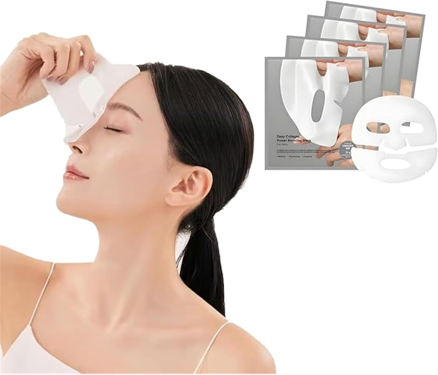 Facial Mask, Deep Collagen, Enhance anti Wrinkle, Slow Facial Aging, Lift, Tighten, Moisturize and Soothe the Face, Two Sets (8 Pieces in Total) image number 2