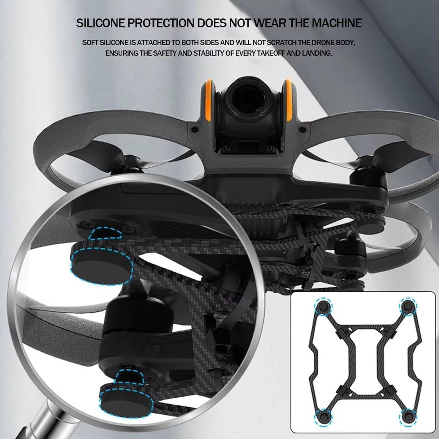ZWLLKJGS Avata 2 Landing Gear for DJI Avata 2 Drone Accessories, Avata 2 Hull Undershell Protection, Carbon Fiber Drone Base Armor, Soft Rubber Pad, Avata 2 Body Frame Protector image number 5