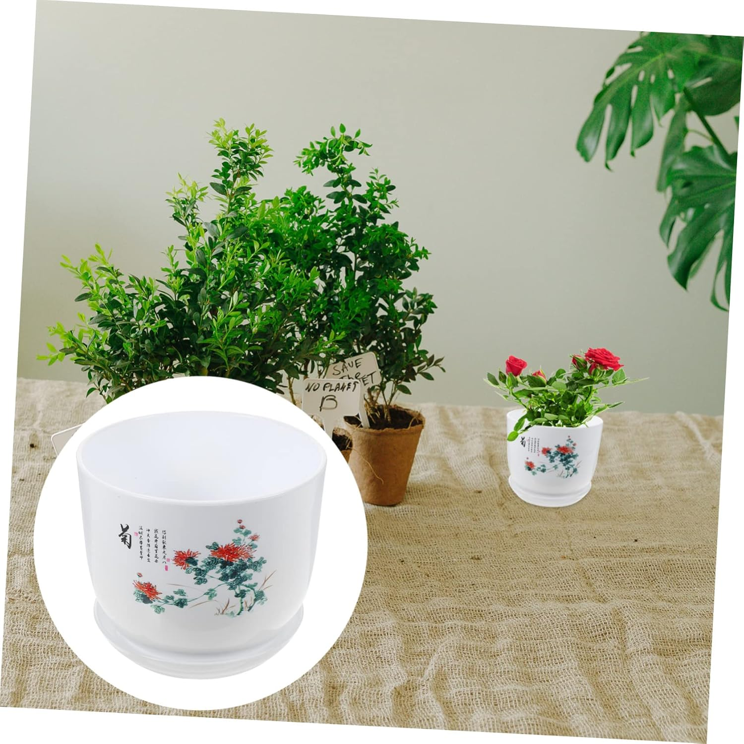 CAXUSD 2Pcs Pp Resin Plant Pots Indoor Flower Pots Garden Supplies Planters for Home