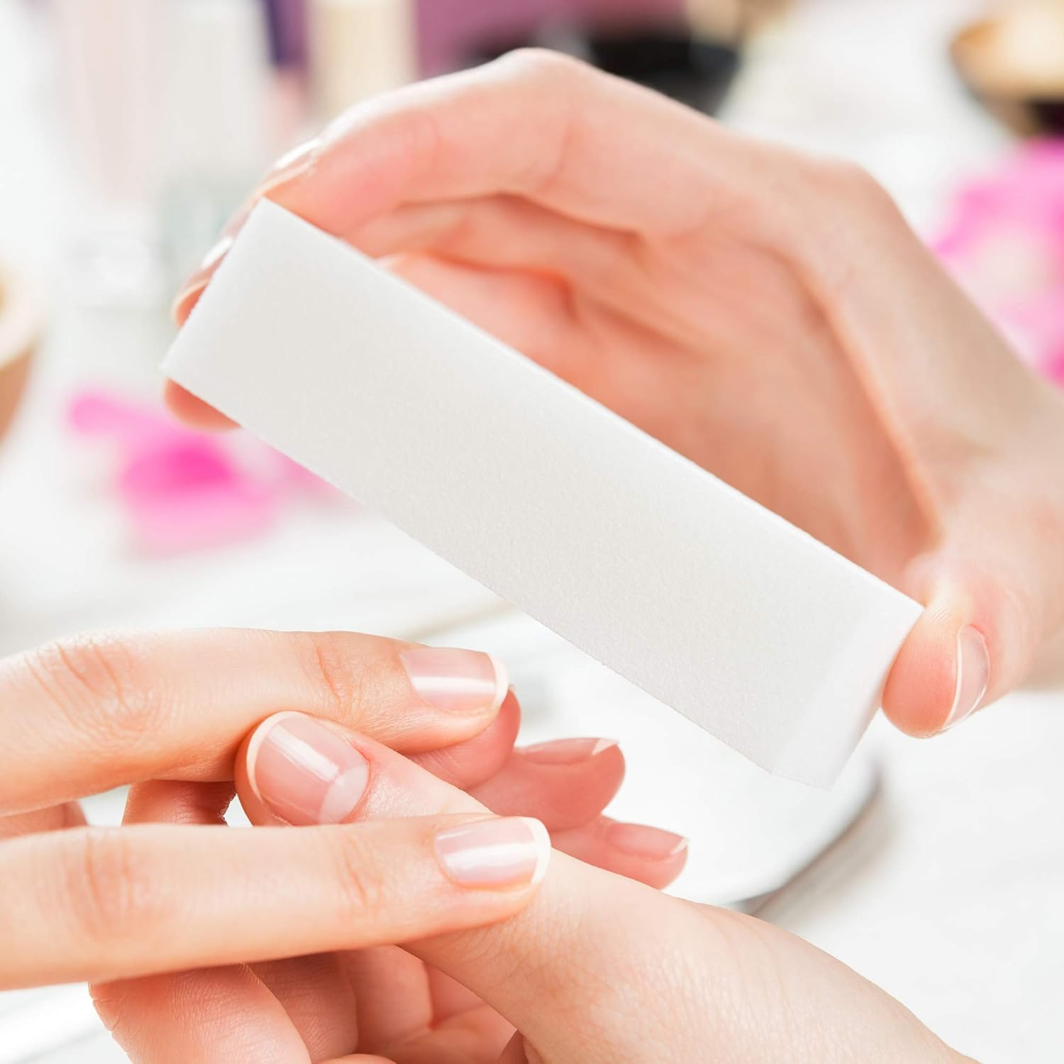 TRIXES Pack of 10 Nail Buffer Blocks White for Natural and Acrylic Nails image number 1