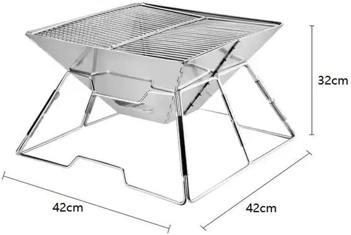 Fire Pit Charcoal BBQ Grill Camping Cooking Outdoor Portable Stainless Steel Stove image number 5