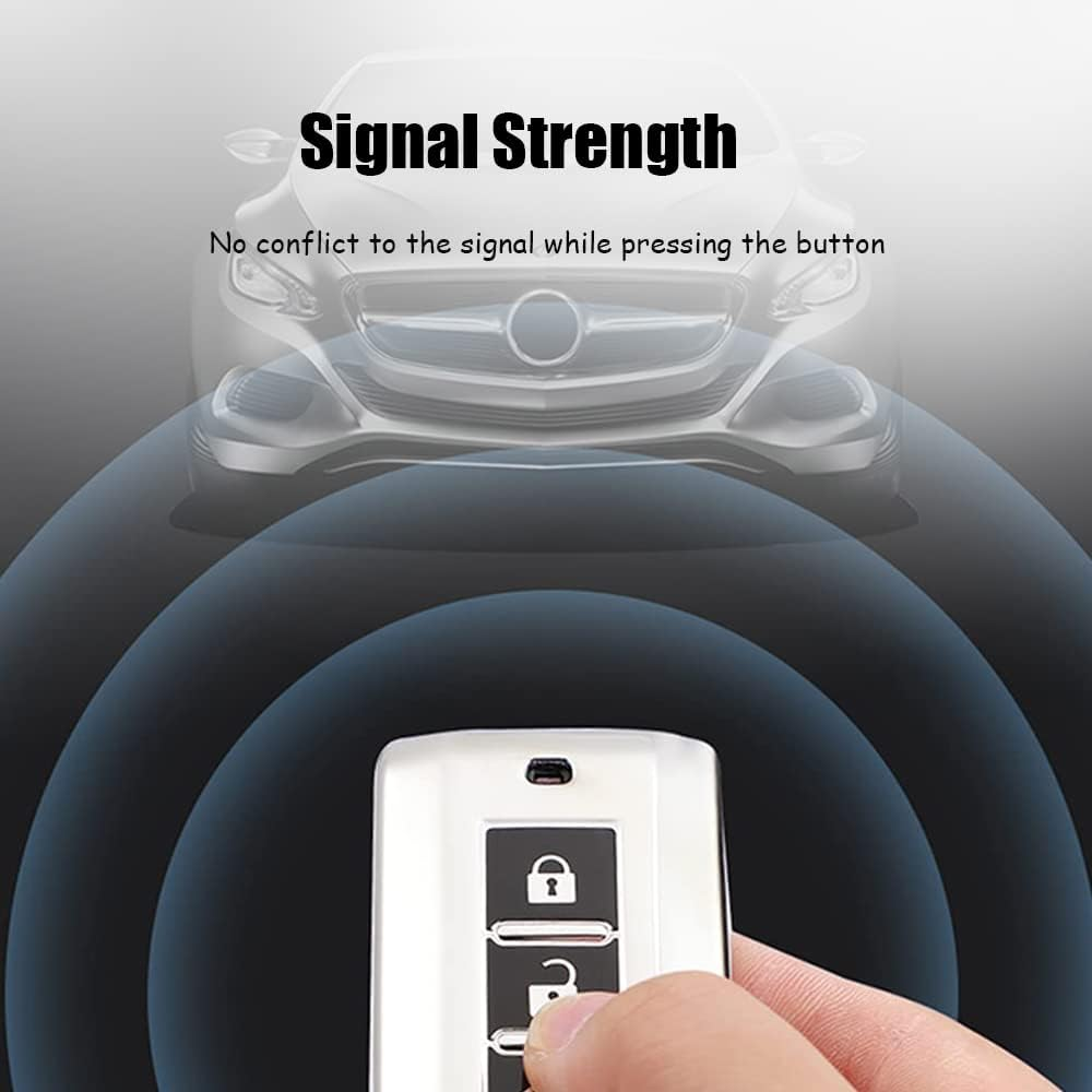 HIBEYO Key Fob Cover for Mitsubishi Outlander Sport Eclipse Cross ASX Mirage Fortis Car Accessoreis with Keychains 2022 - Pink image number 6