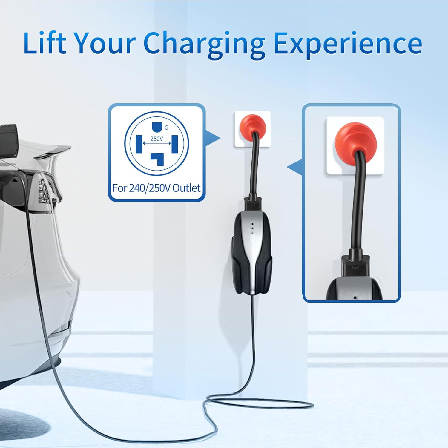 3-Pin to Tesla Adapter, 240V 32A Portable Adapter for Tesla Gen 2, Compatible with Model S, 3, X, Y, Fast Charging for Road Trips, Camping & Hotels (3-Pin)