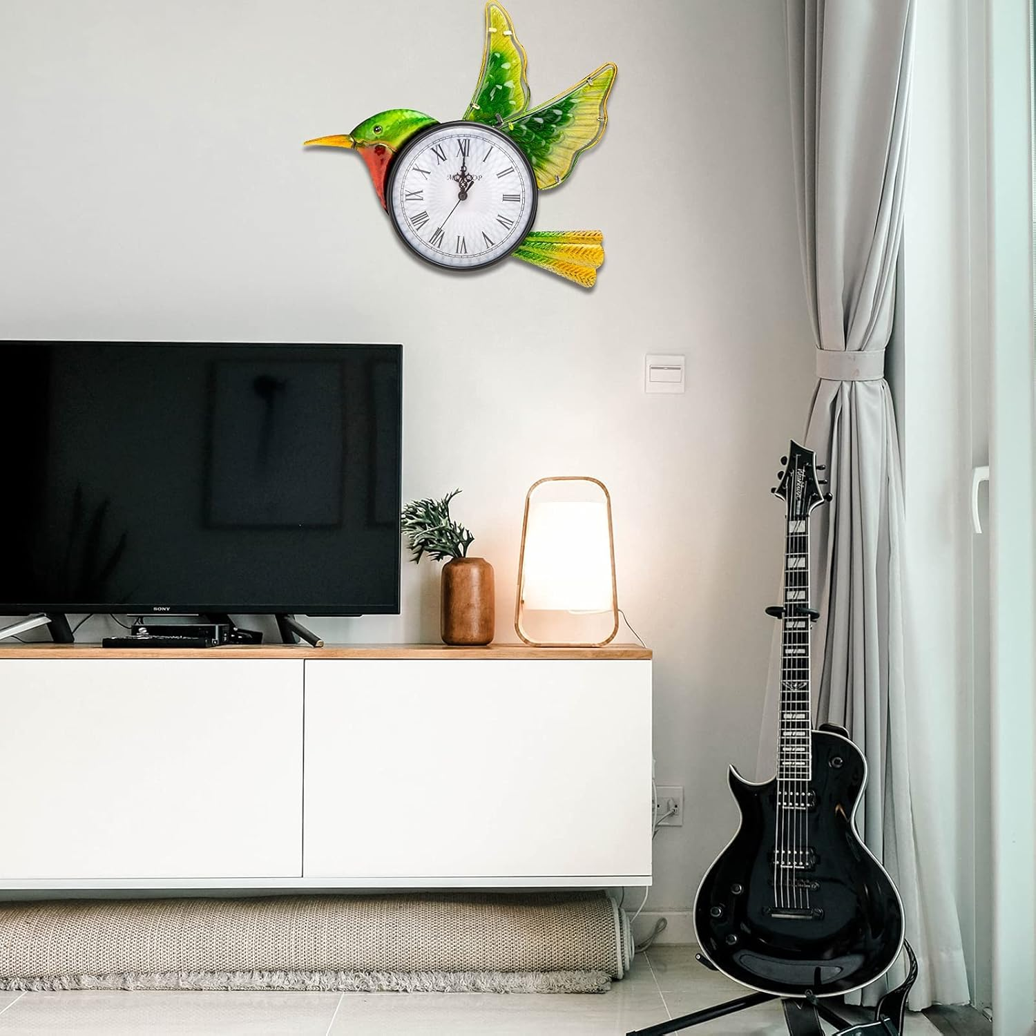 MUMTOP Indoor Outdoor Wall Clock Hummingbird Waterproof Wall-Mounted Clock for Patio Home Living Room Bedroom image number 1