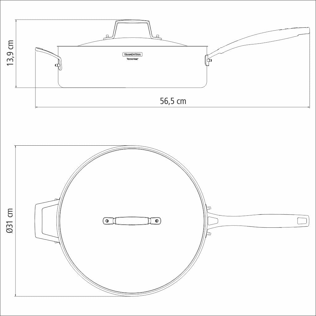 Tramontina Grano Stainless Steel Frying Pan with Tri-Ply Body, 30 Cm Diameter image number 3