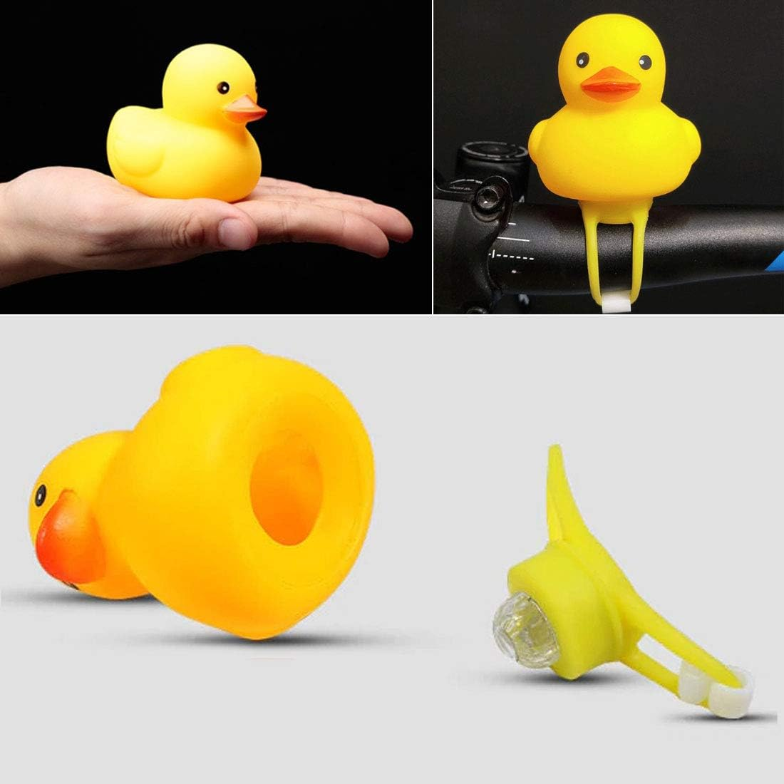 SUPIA 2 Pack Duck Bike Bell, Rubber Duck Bicycle Accessories, Bicycle Horns Mountain Bike Handlebar Light Bicycle Accessories, Yellow image number 2
