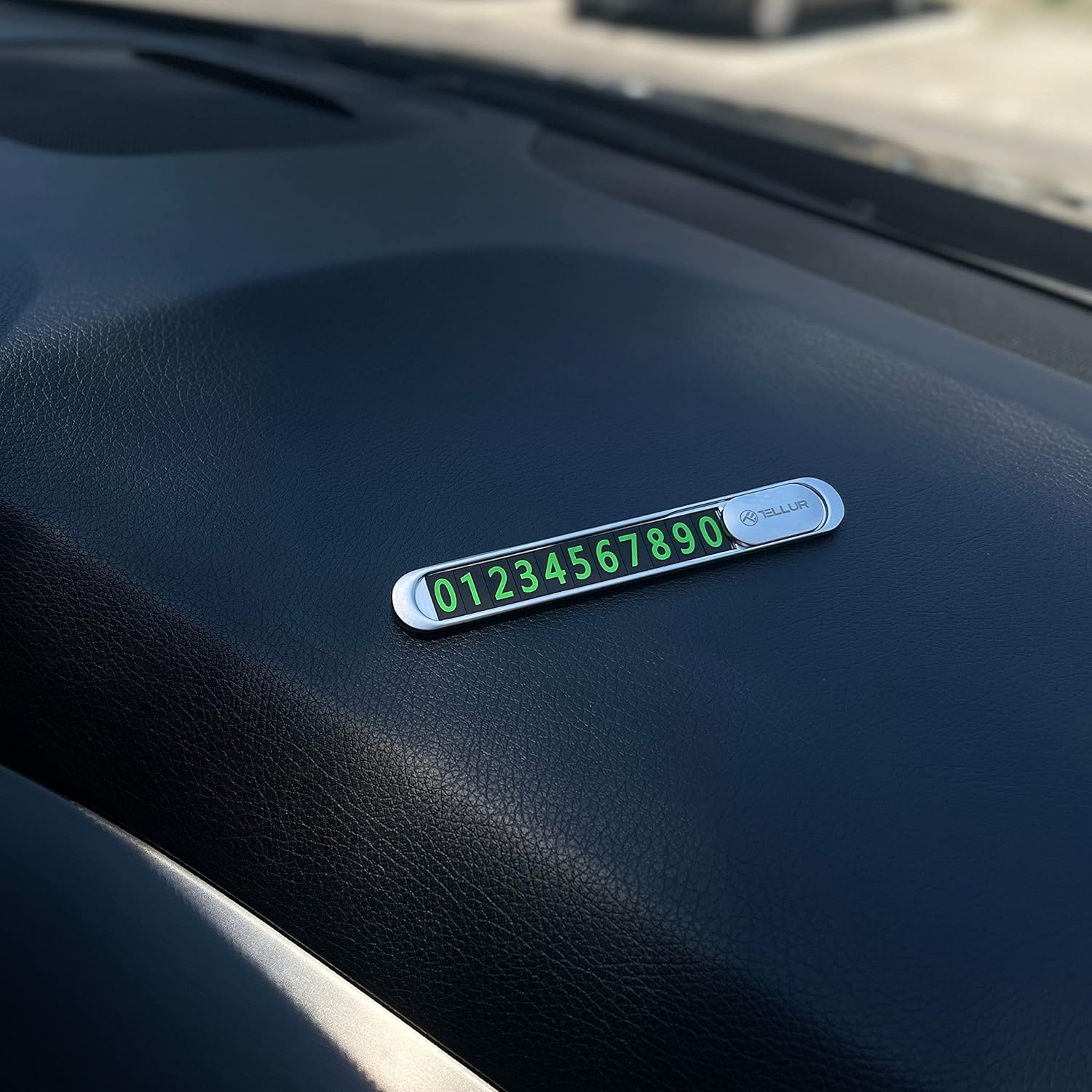 TELLUR Temporary Car Parking Phone Number Card, Metallic, Silver image number 5