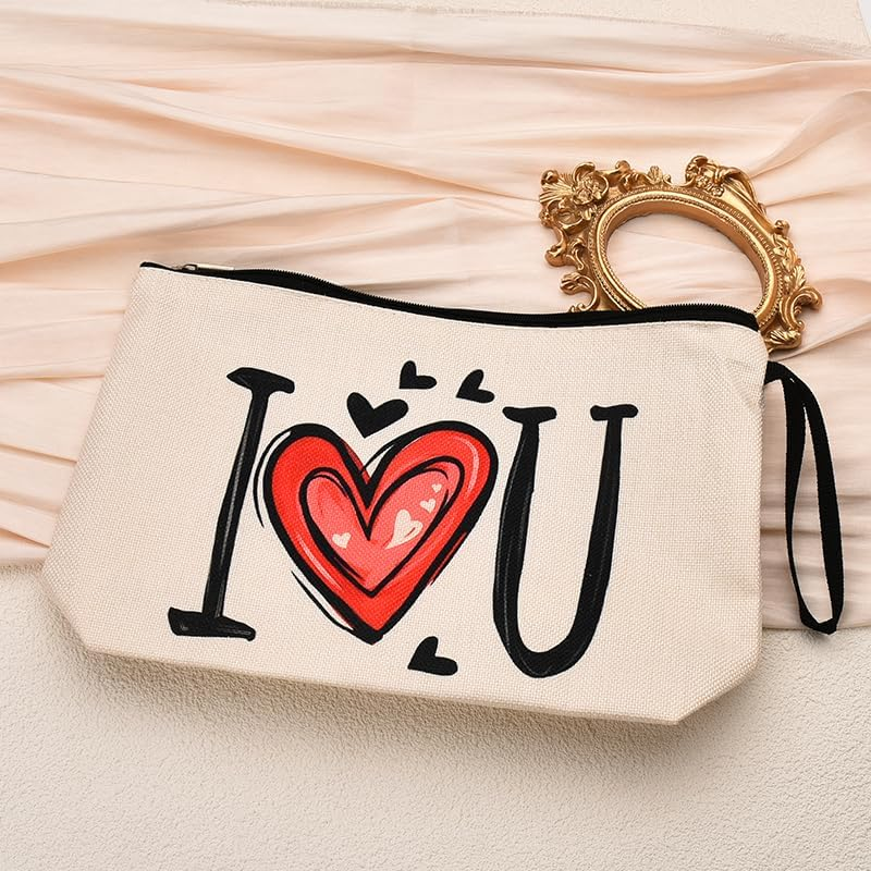 Makeup Bags for Women Valentines Day Gifts for Girlfriend Wife Anniversary Birthday Gifts for Women Mothers Day Gifts for Fiancee Wifey Small Makeup Cosmetic Bag for Purse