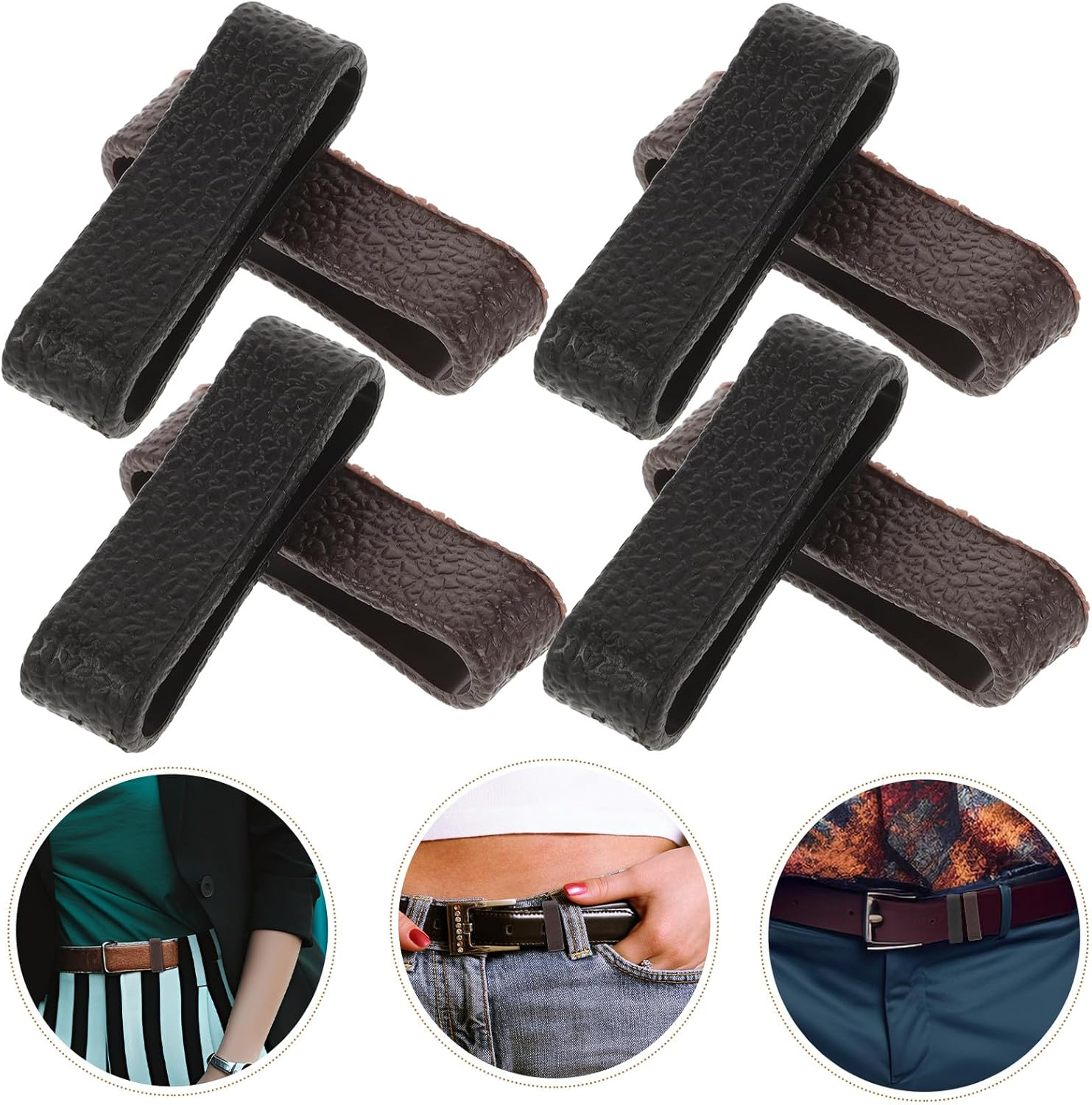 GALPADA 20Pcs Fake Leather Belt Loop Keeper Rings, Wide Strap Retainer Bands for Men and Women, Belt Strap Holder Accessories Set in Black and Dark Brown for Waistband Securing image number 2