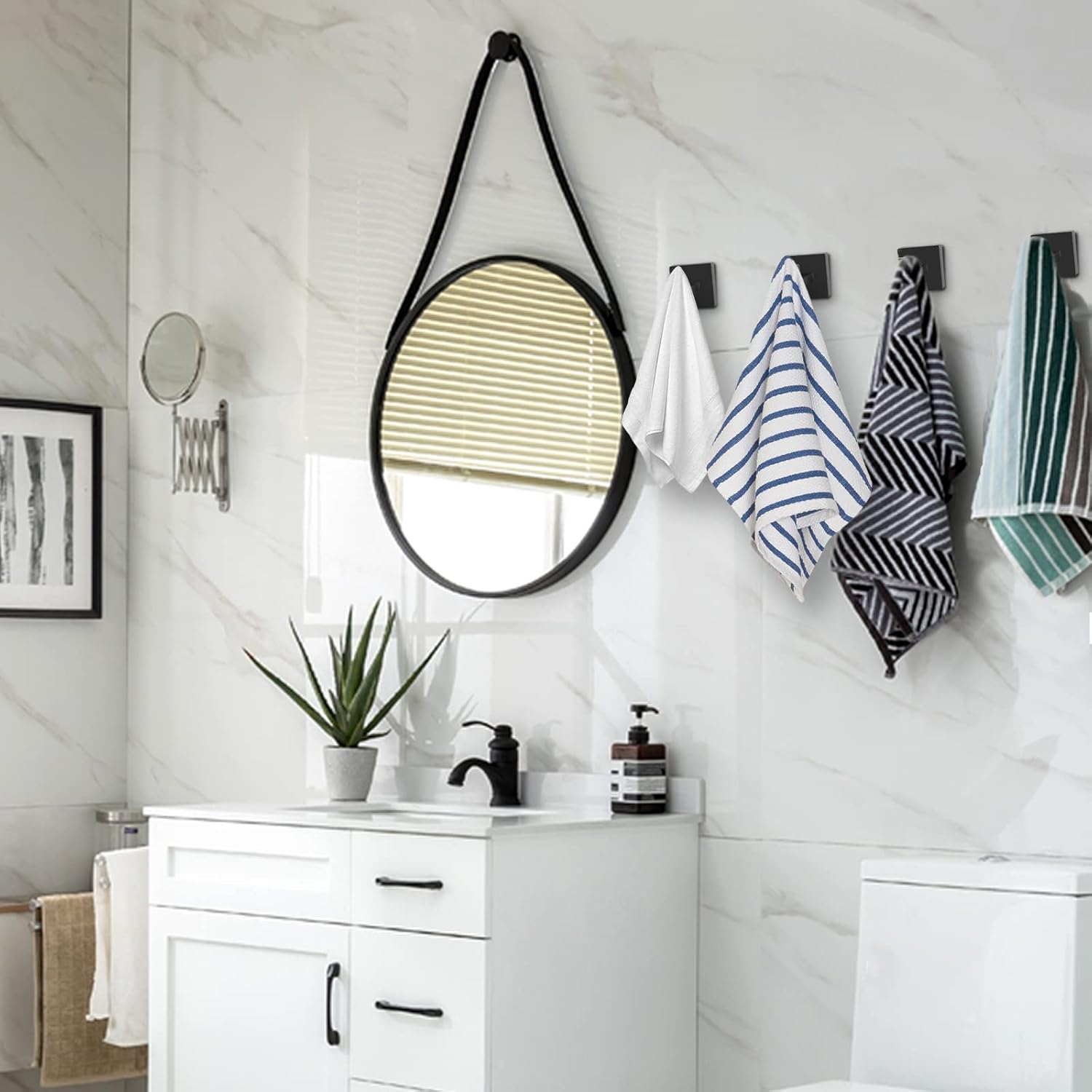 Ibosins 4 Pack Towel Hooks Hand Towel Holder for Bathroom Wall Livingroom Bedroom Kitchen Closet Heavy Duty Stainless Steel Hook Hanger for Robe, Bath Towel, Coat (Square Matte Black) - 4, Brushed Red Antique Bronze image number 2