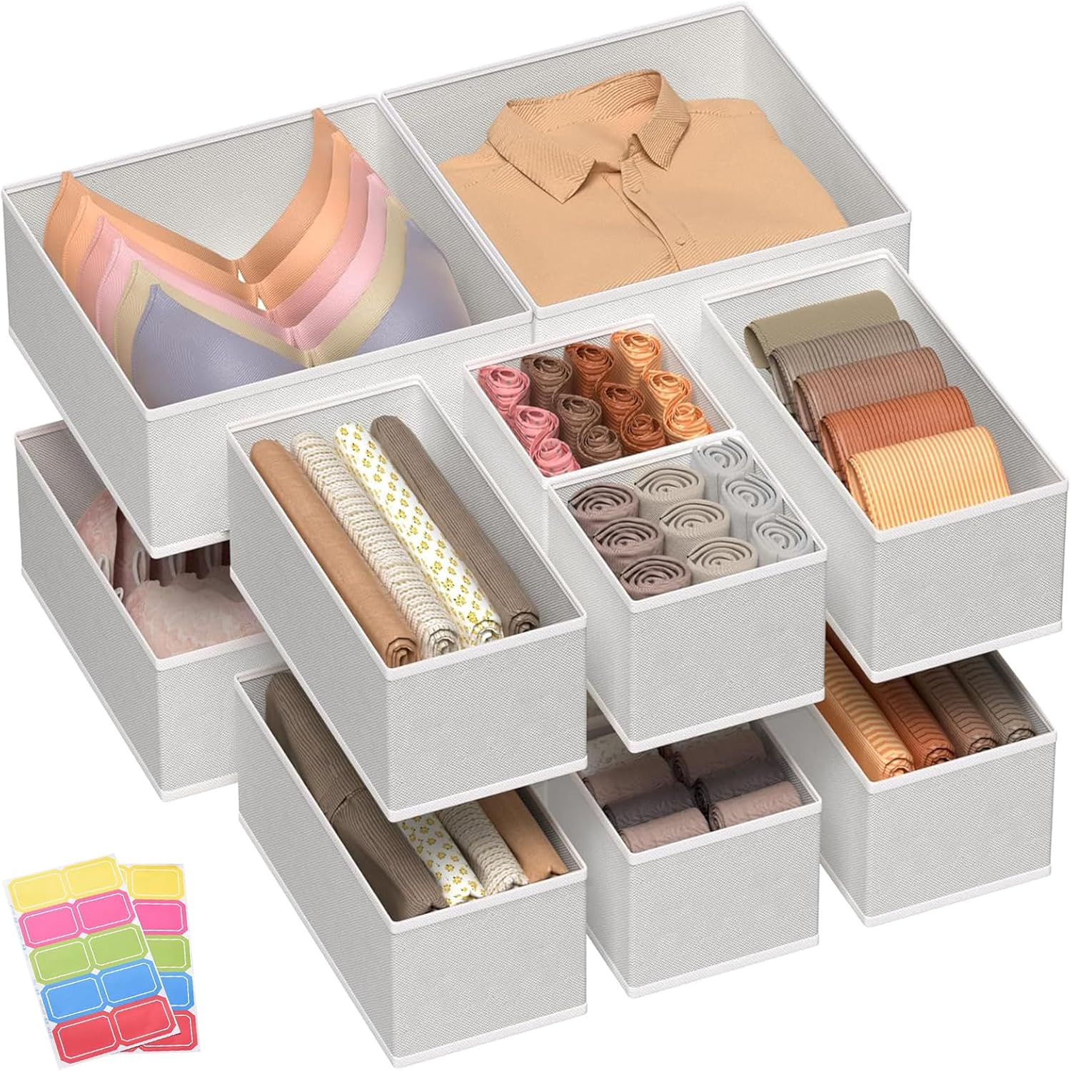 Doublecare 12 Pack Clothes Drawer Organizer, Foldable Drawer Organiser Clothes, Underwear Organiser for Clothes, Pants, Skirts, Socks, Underwears, Baby Clothing, Towel (Grey) image number 4