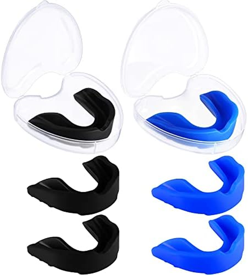 BBTO 6 Pcs Youth Kids Mouth Guard for Sports, Mouthguard Bulk with Case, Boy Girl Athletic Mouth Guard for Football Boxing Hockey Karate Basketball(Classic Style,Red, Blue, White, Black, Yellow, Pink)