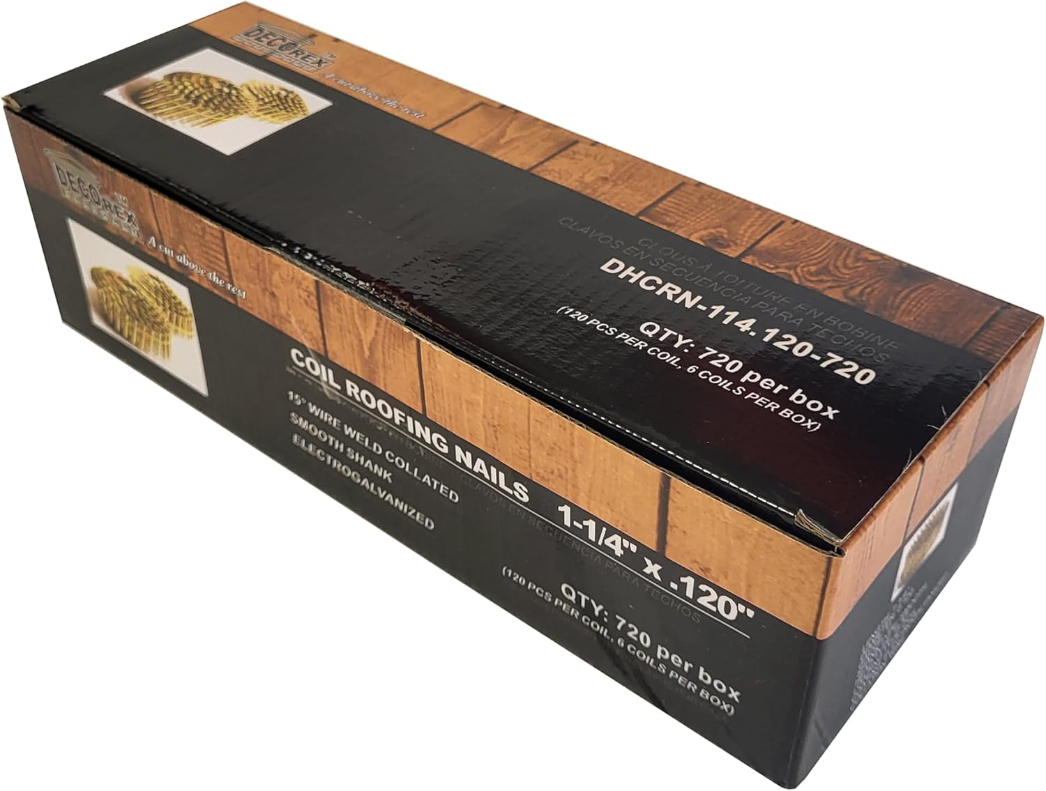 Coil Roofing Nails 1-1/4" X 0.120 Electro Galvanized, 15 Degree - 720Pcs (120Pcs per Coil, 6Coils per Box) - DHCRN-114.120-720 image number 6