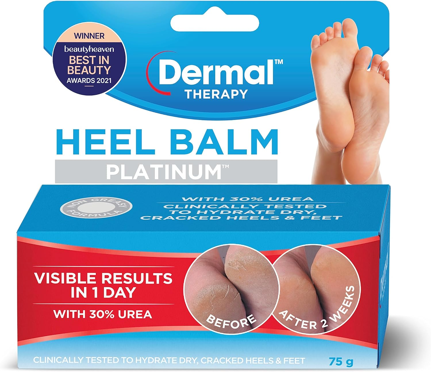 Dermal Therapy Heel Balm Platinum | Clinically Tested to Hydrate Dry, Cracked Heels and Feet with Visible Results in Just One Day |75G image number 4