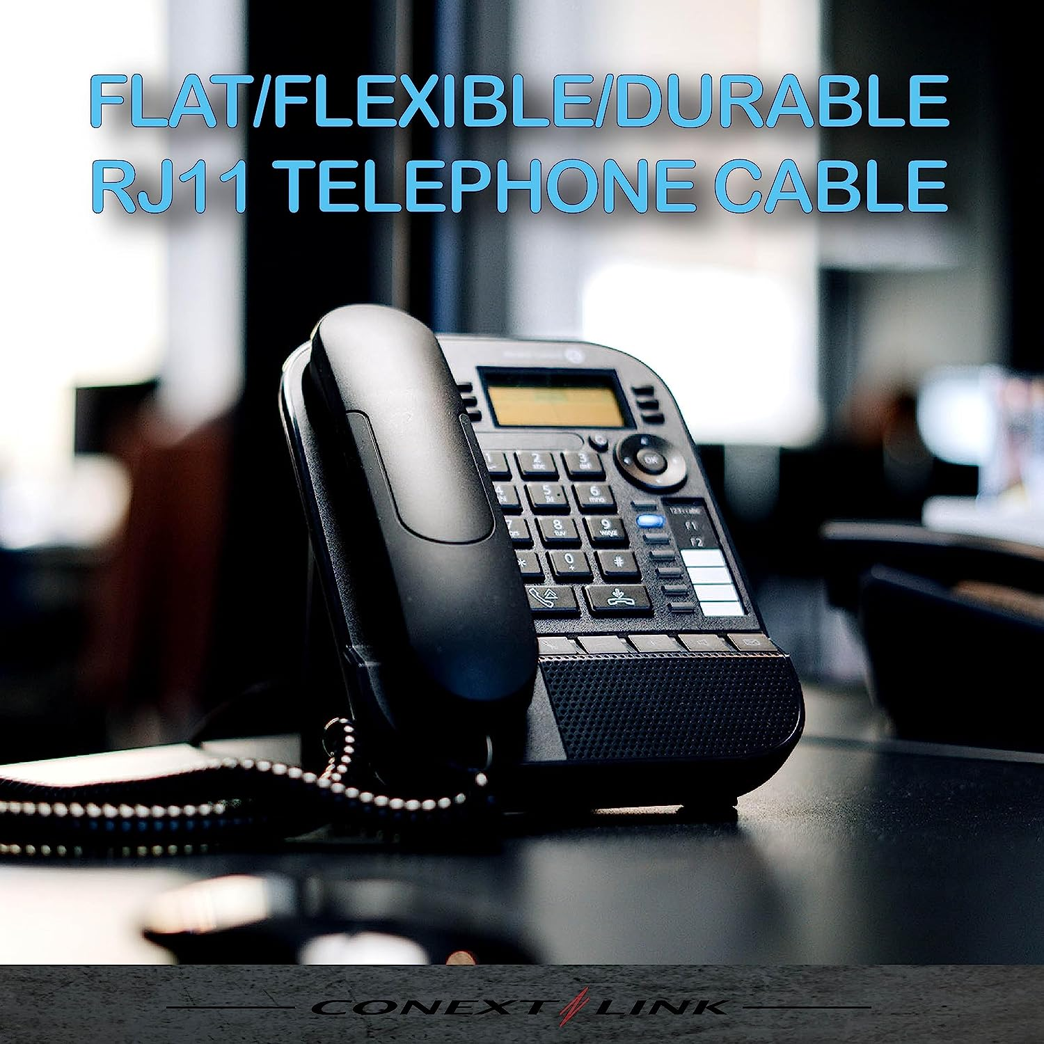 RJ11 6P4C Modular Telephone Extension Cable Phone Cord Line Wire (7 Feet, Grey)