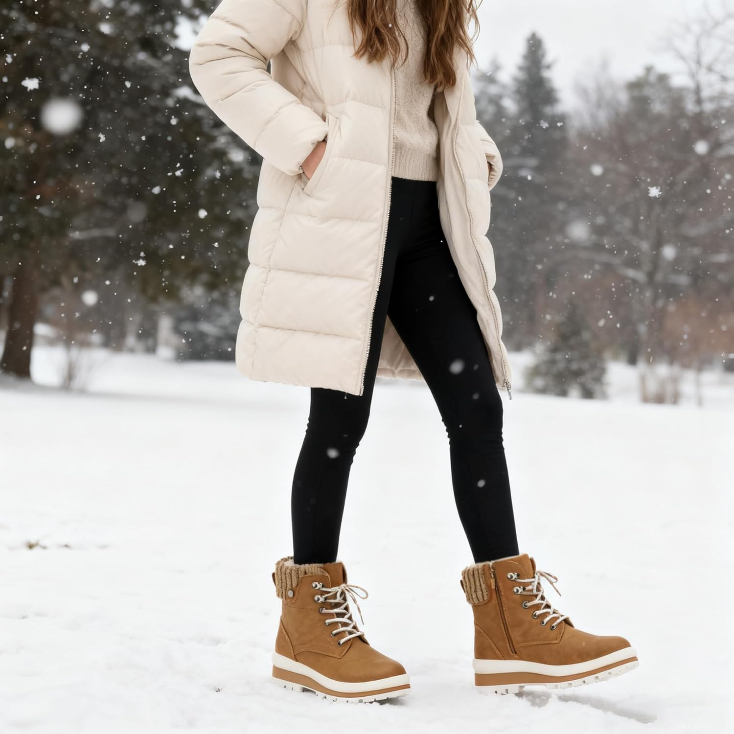 GLAMORA Women Waterproof Winter Warm Lined Boots Non Slip Sole Thermal Faux Fur image number 7