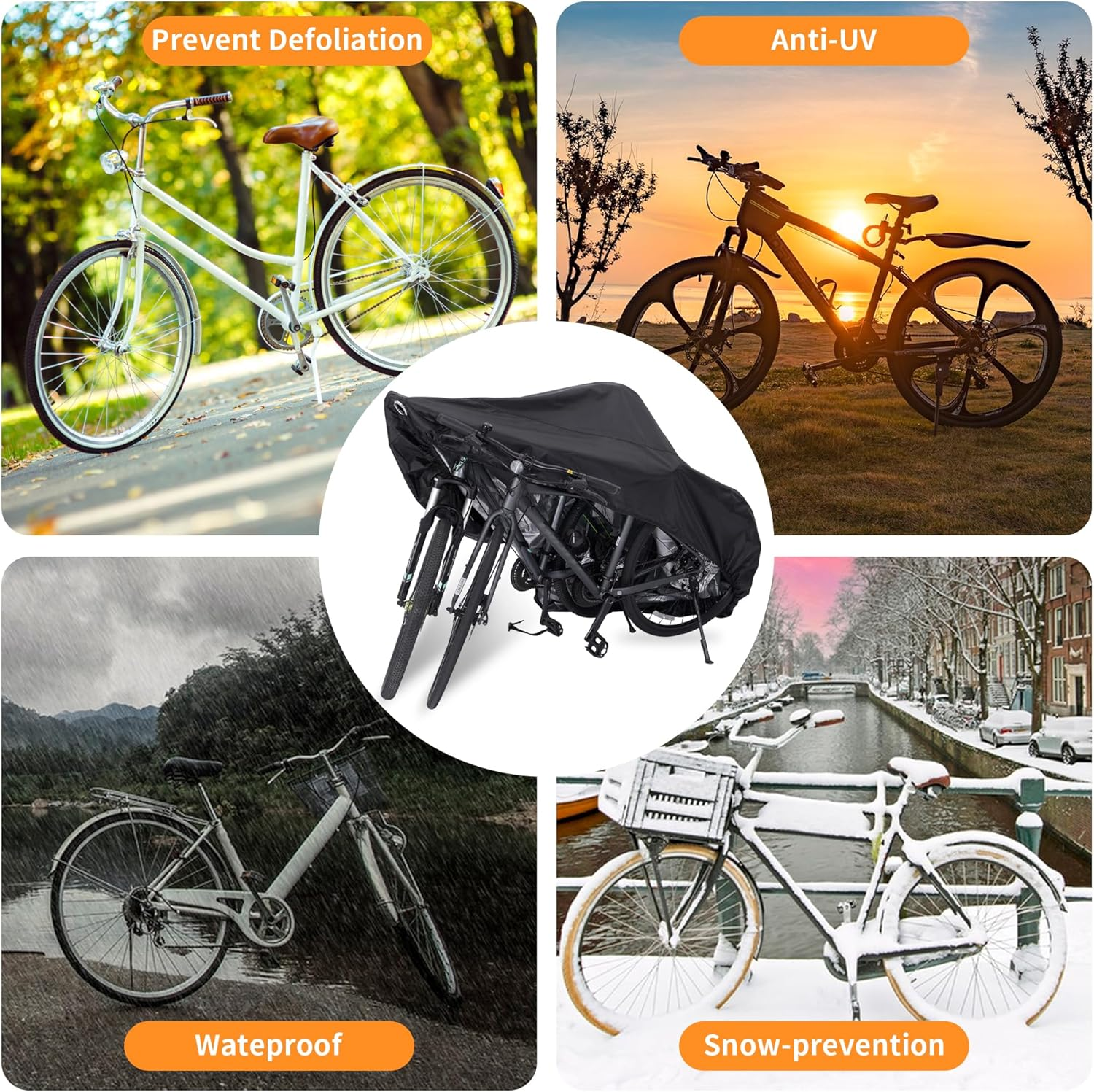 BLEJOY Bike Cover Waterproof Outdoor - Bicycle Covers for 1 or 2 Bikes - 420D Heavy Duty Rain Sun UV Dust Wind Proof Cover for Electric Mountain Road Bike image number 3