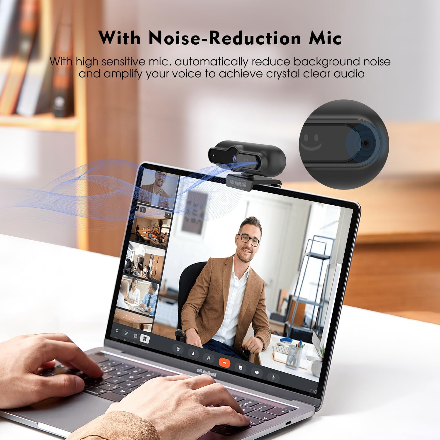 TOALLIN 4K Webcam for PC, 1/2.5" Sensor & 12MP, 1080P & 60FPS, PDAF Auto-Focus, Built-In Mic and Sliding Privacy Cover, USB Web Camera for Laptop, Conferencing, Streaming and Video Calls image number 6