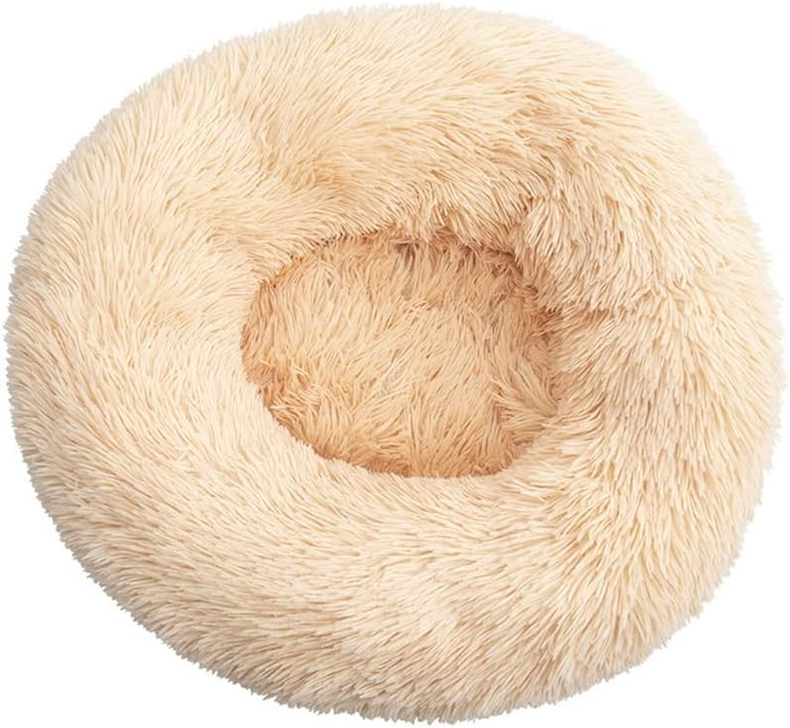 Baronhong Calming Dog Bed & Cat Bed,Anti-Anxiety Donut Dog Cuddler Bed,Warming Cozy Soft Dog round Bed,Fluffy Faux Fur Plush Dog Cat Cushion Bed for Small Medium Large Dogs and Cats(Blue,20")