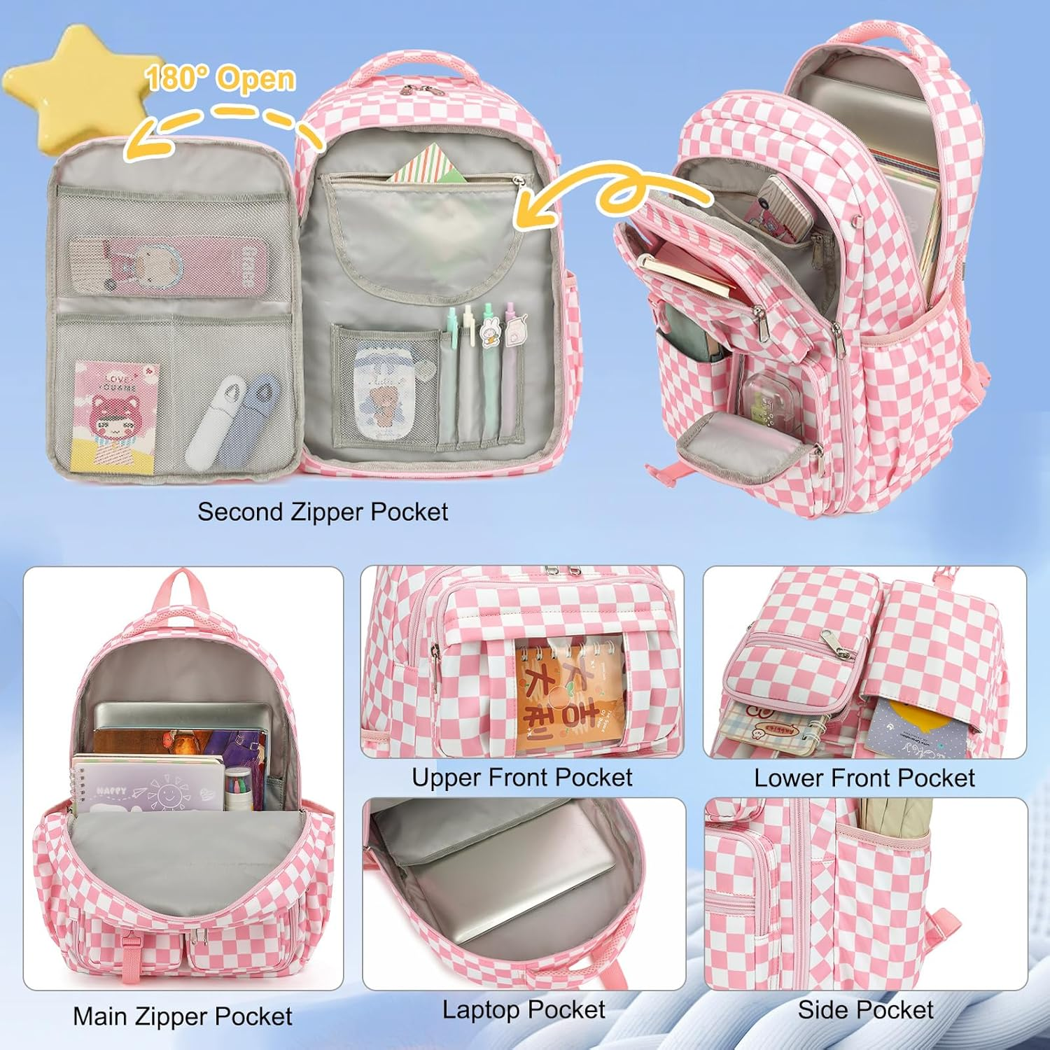 Girls School Backpack Set - Teens Kids School Bag Bookbag with Lunch Box Pencil Case for Elementary Middle School image number 4