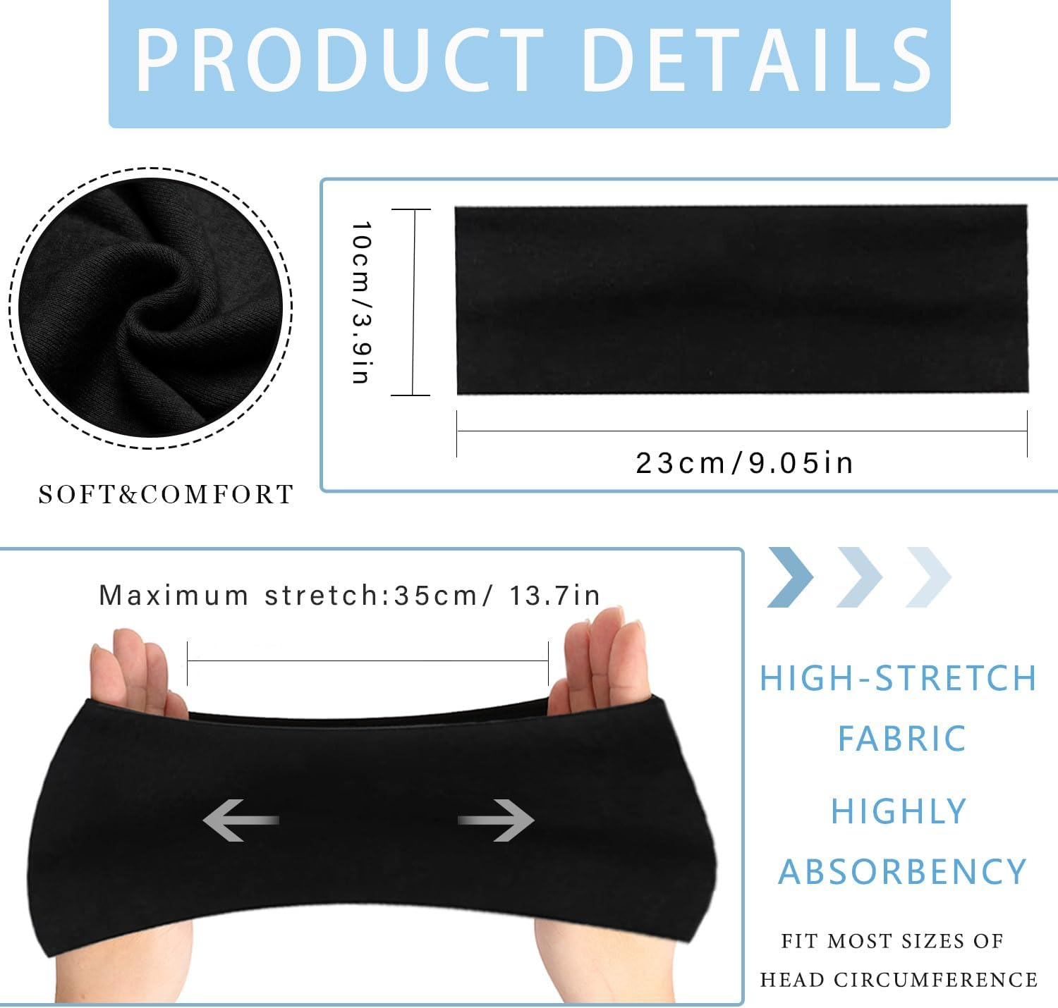 4 Packs Sports Headbands for Men Soft Fabric Non Slip Hair Band Athletic Elastic Moisture Wicking Headband Hair Warp for Running Cycling Basketball Football Fitness Quick-Dry Sweatband image number 1