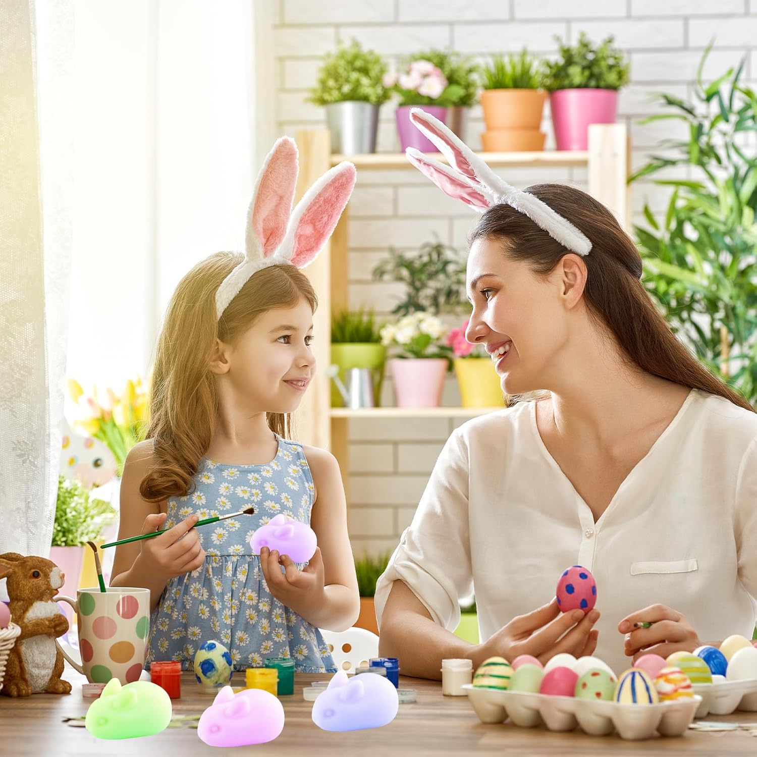 Newmemo 6 Cavity 3D Easter Silicone Bunny Chocolate Mold, Silicone Rabbit Mold, Easter Rabbit Bunny Baking Mould for Mousse Cake Pudding Jelly Dessert Fondant Cheesecake Soap Ice Tray - White image number 5