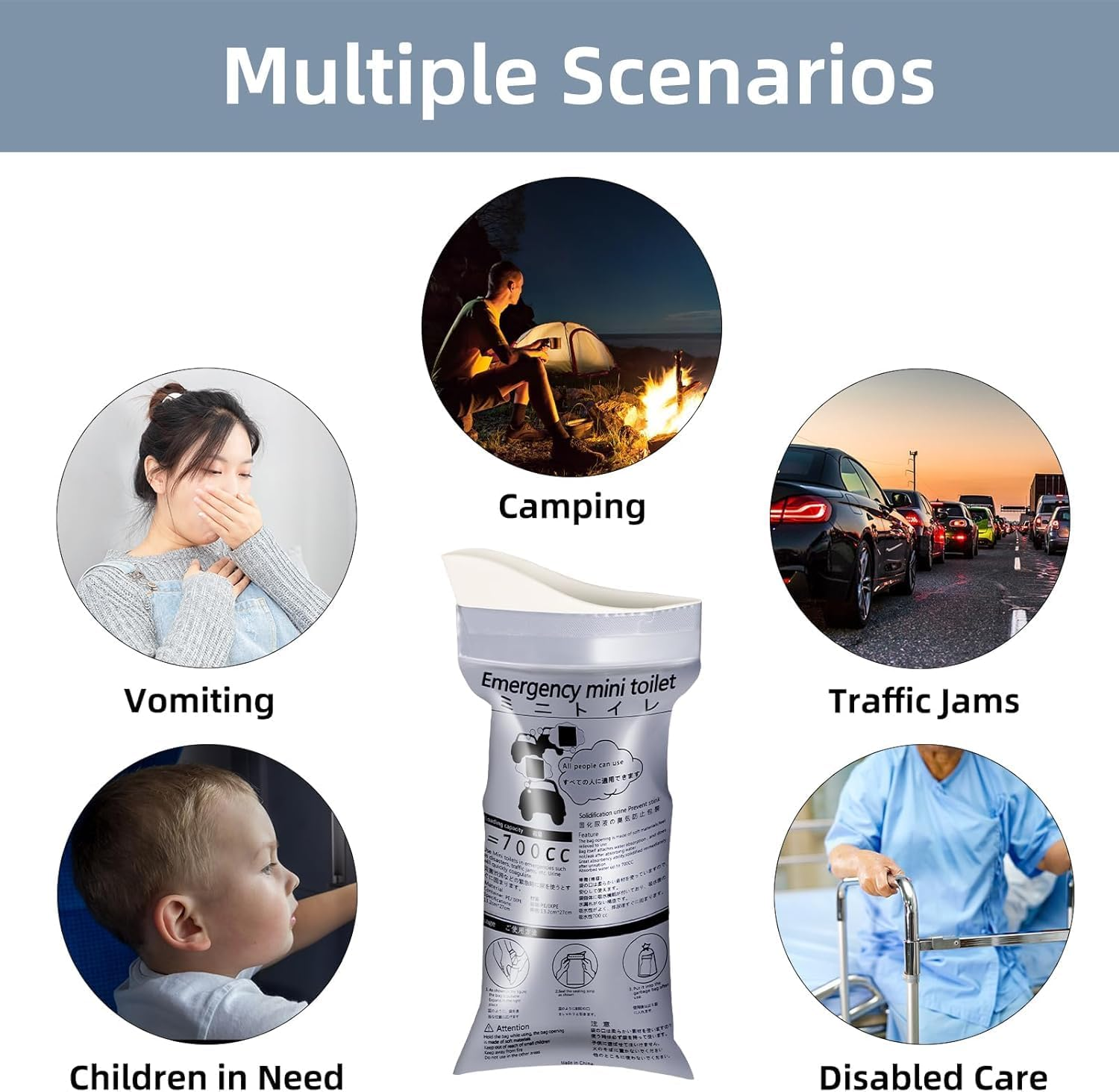 700Ml Disposable Travel Toilet Bag &ndash; No-Spill with Solidifier Gel for Cars Utes & Caravans &ndash; Unisex Leak-Proof Emergency Urinal for Adults & Children &ndash; 6-Pack image number 6