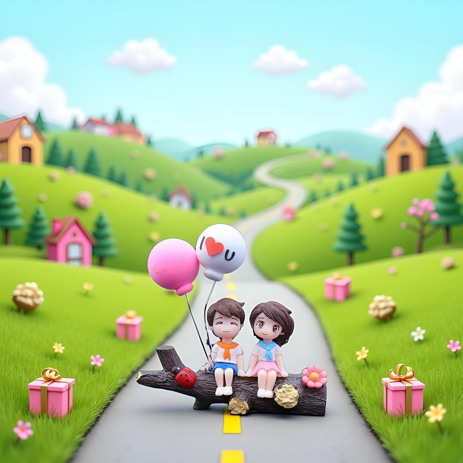 Jowxsx Lovely Cartoon Car Decoration,Couple Cute Ornaments, Car Dashboard Decorations Girl and Boy Ornament,Car Interior Cute Resin Ornaments Suit,Dashboard Figurine Gifts for Automotive image number 1