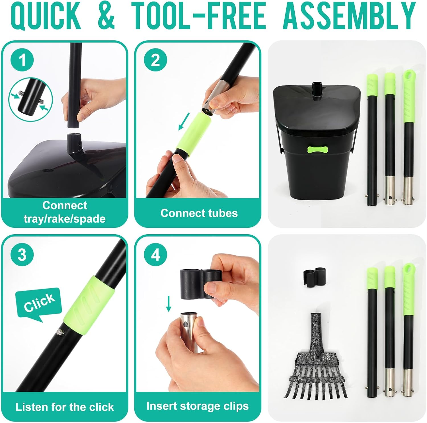 Long Handle Pooper Scooper with Swivel Bin & Rake - 97Cm Adjustable Dog Waste Poop Scoop - Includes 20 Bags - No Bend Design for Grass, Gravel & Yard - Heavy Duty & Rustproof image number 6