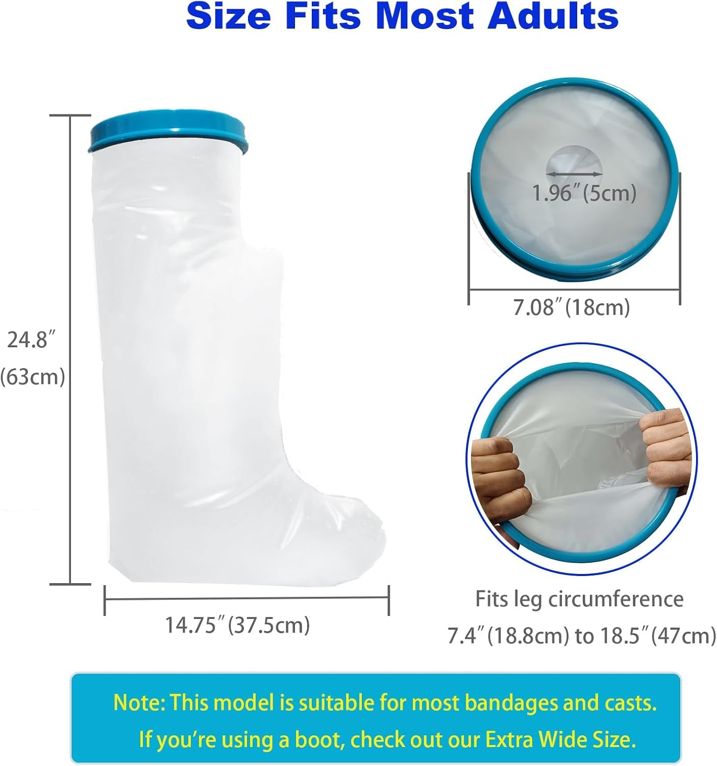 Waterproof Leg Cast Cover for Showering, Reusable Adult Short Leg Cast Protector,Leg Cover for Showering after Surgery, Watertight Seal to Keep Bandage Dry. image number 1
