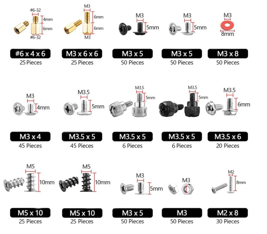 Cseao 332PCS Computer Screws Motherboard Standoffs Assortment Kit for Universal Motherboard, HDD, SSD, Hard Drive, Fan, Power Supply, Graphics, PC Case for DIY & Repair with Screwdriver image number 4