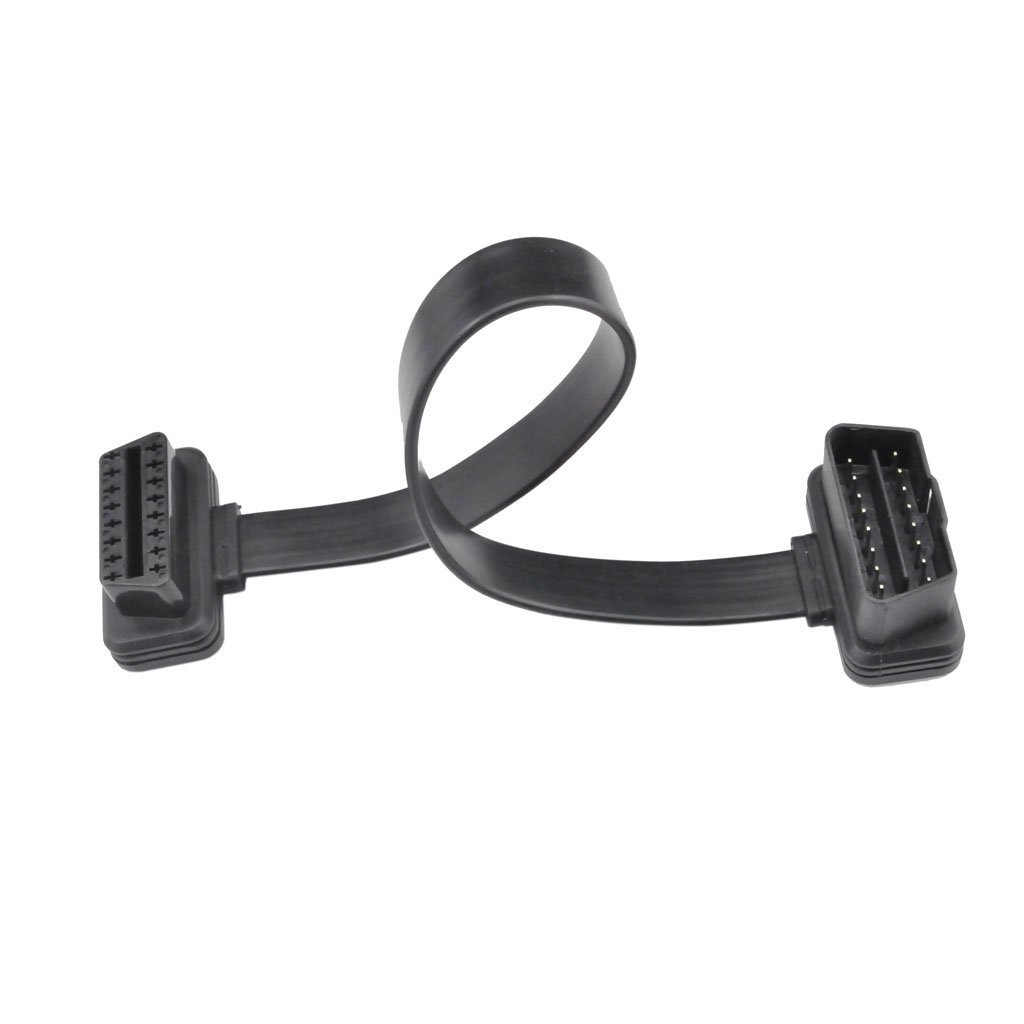 Ikkegol 1Feet/30Cm Car OBD 2 II 16 Pin Ultra Flat Noodle Male to Female Extension Cable Cord Adapter 30Cm/12