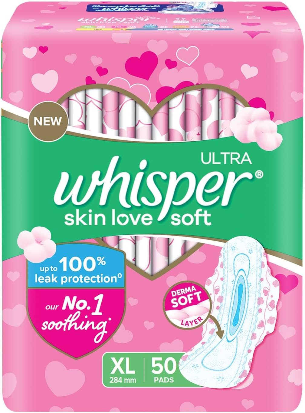 Whisper Ultra Soft Sanitary Pads - 50 Pieces (XL) image number 3