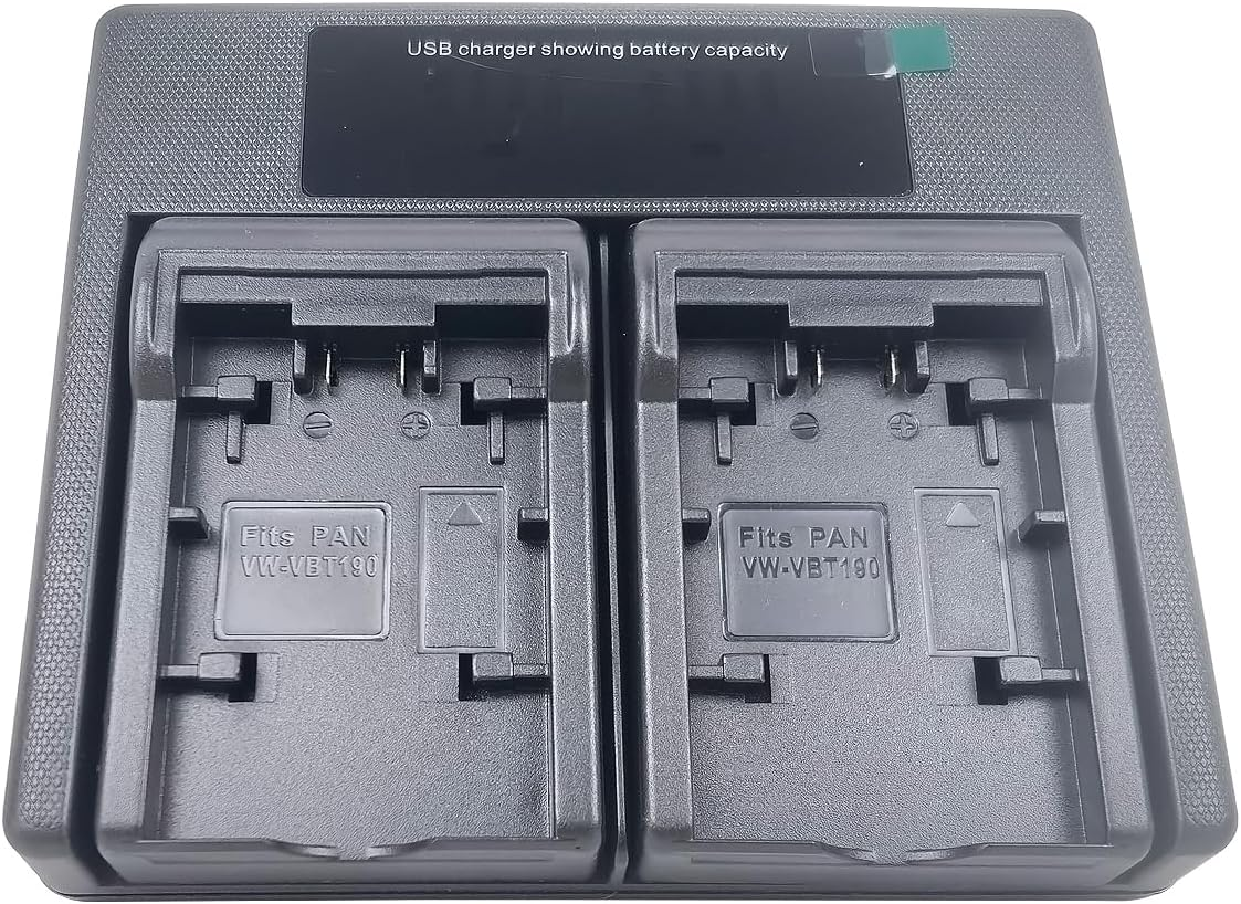USB Dual Battery Charger for Panasonic VW-VBT190 VW-VBT380 VW-VBY100E VW-VBK180 VW-VBK360 VW-BC10E VW-VBL090 HC-V110 HC-V520 HC-V720 Series Camera image number 5