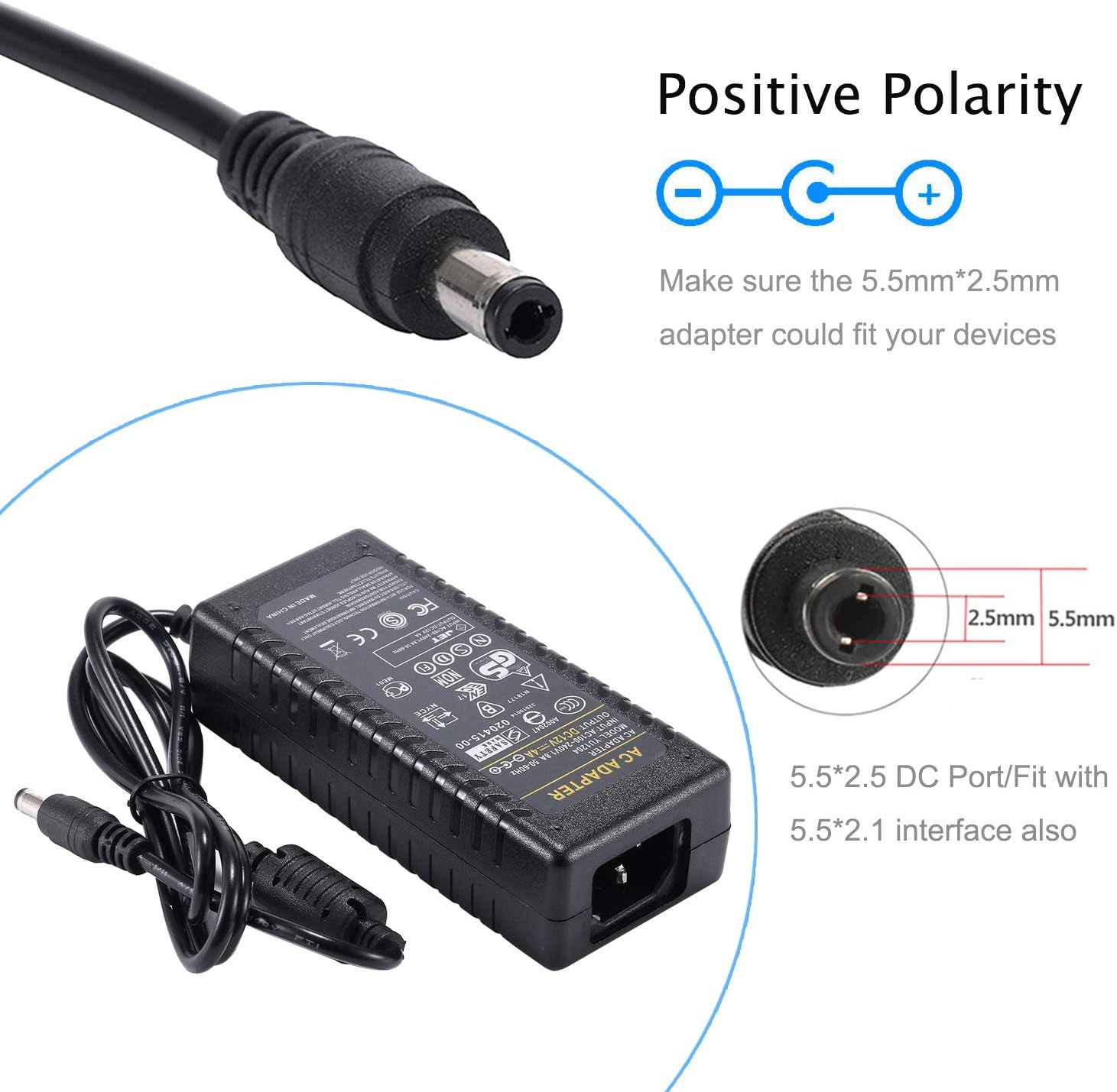12V 4A Power Supply - Cfsadapter AC 100-240V 50/60Hz to DC 12 Volt 4 Amp 4Amp 48W Power Converter Charger 12V4A for 12V LED Strip Lights CCTV Camera image number 3