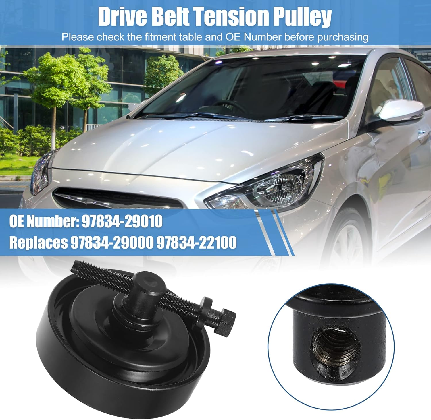 X AUTOHAUX 97834-29010 Car Drive Belt Tension Pulley for Hyundai Accent Elantra Tiburon Tucson 1995-2012 for Kia Soul 2010-2011 Belt Tensioner Idler Pulley Replace 97834-29000 97834-22100 image number 2