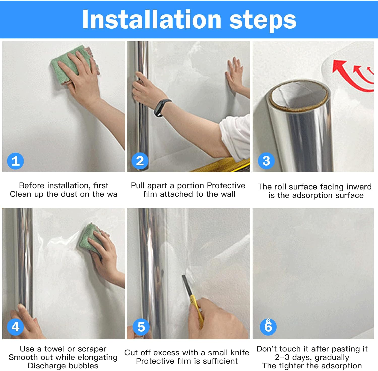 Wall Protection Film, Self-Adhesive, 40 Cm X 200 Cm, Elephant Skin, Electrostatic, Transparent Self-Adhesive Cat Furniture Protection, Splash Guard Wall for Kitchen, Furniture, Office (40 Cm X 2 M) image number 4