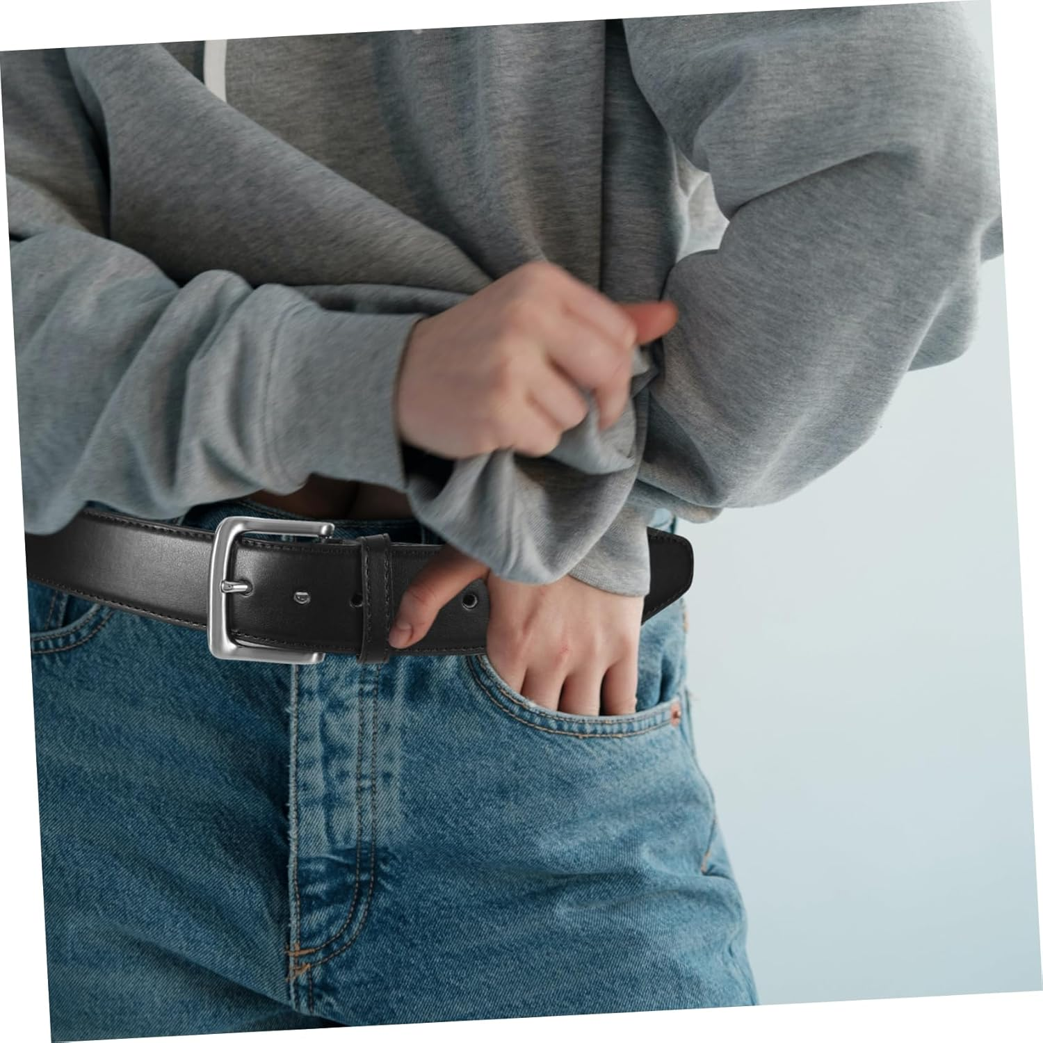 KITANDOVE Men'S Hidden Zipper Wallet Belt Travel Money Waistband for Cash Valuables Concealed Money Belt for Travel Black image number 5