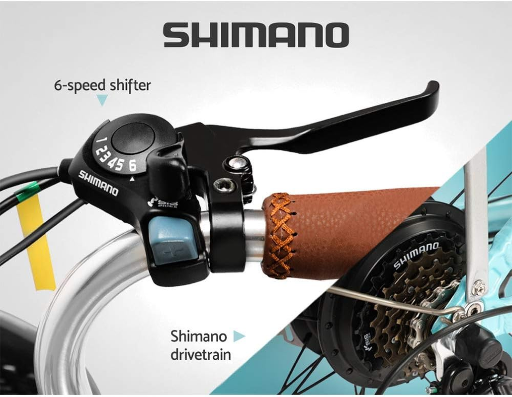 Phoenix Electric Bike, 26 Inch Ebike Mountain Road Electronic Bikes Electricbike Outdoor Adult Cycling Equipment, 6 Speed Powerful Brushless Motor Led Headlight Green Blue