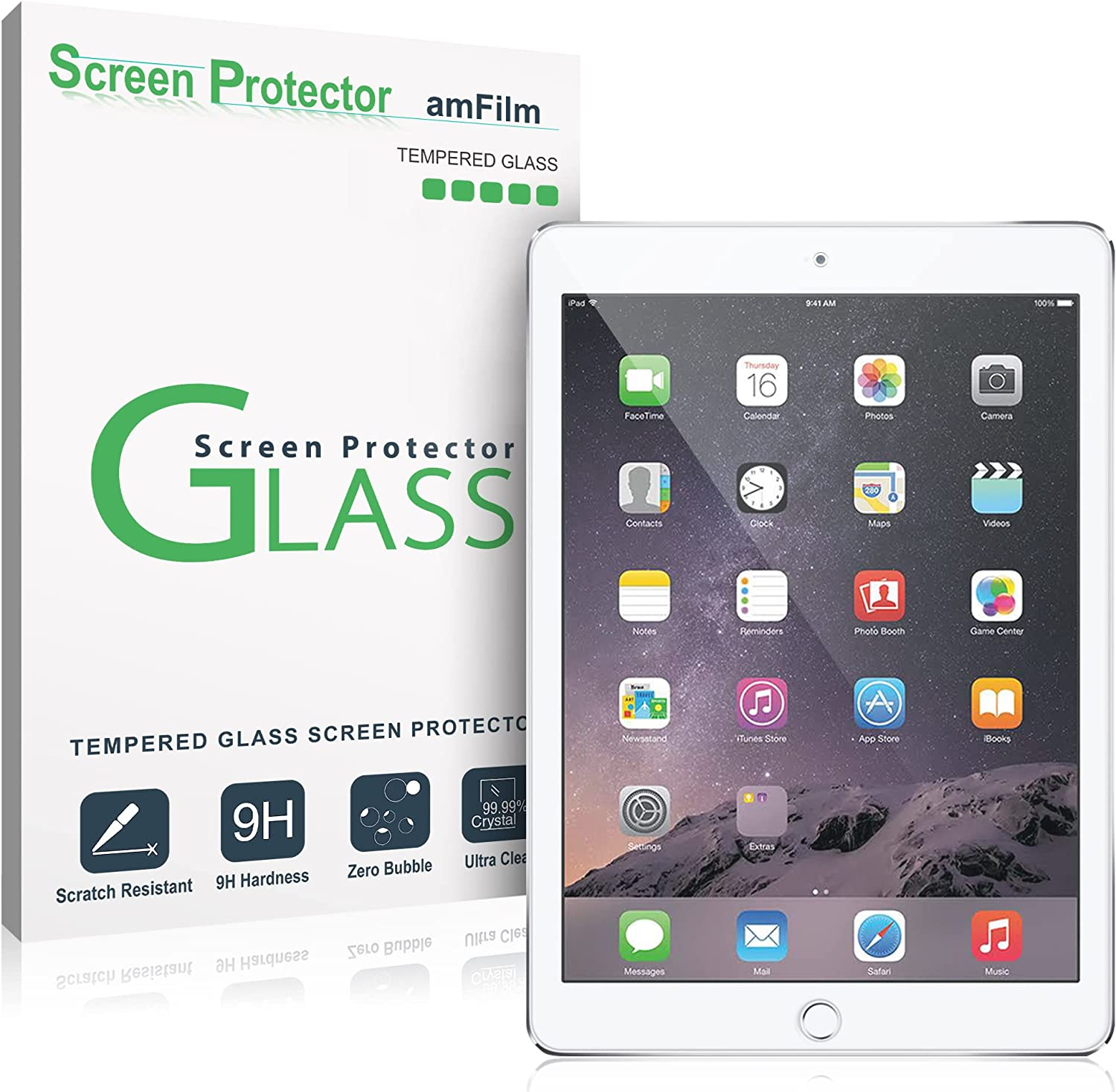 Amfilm Glass Screen Protector for Ipad 9.7 6Th Gen, 5Th Gen, Ipad Pro 9.7, Ipad Air, Air 2, Tempered Glass, Apple Pencil Compatible