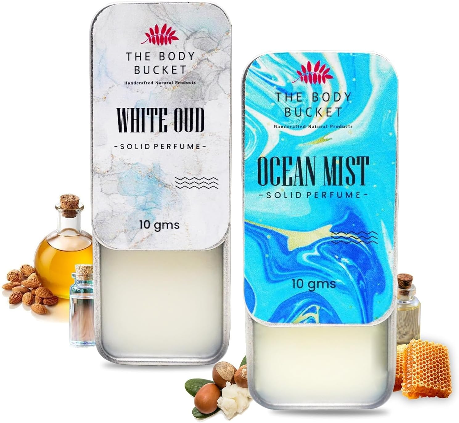 MANTRAMART Ocean Mist & White Oud Solid Perfume Duo (10G X 2) | Alcohol-Free Fragrance Balm | Compact, Easy-To-Apply Scent | Unisex Gift Set