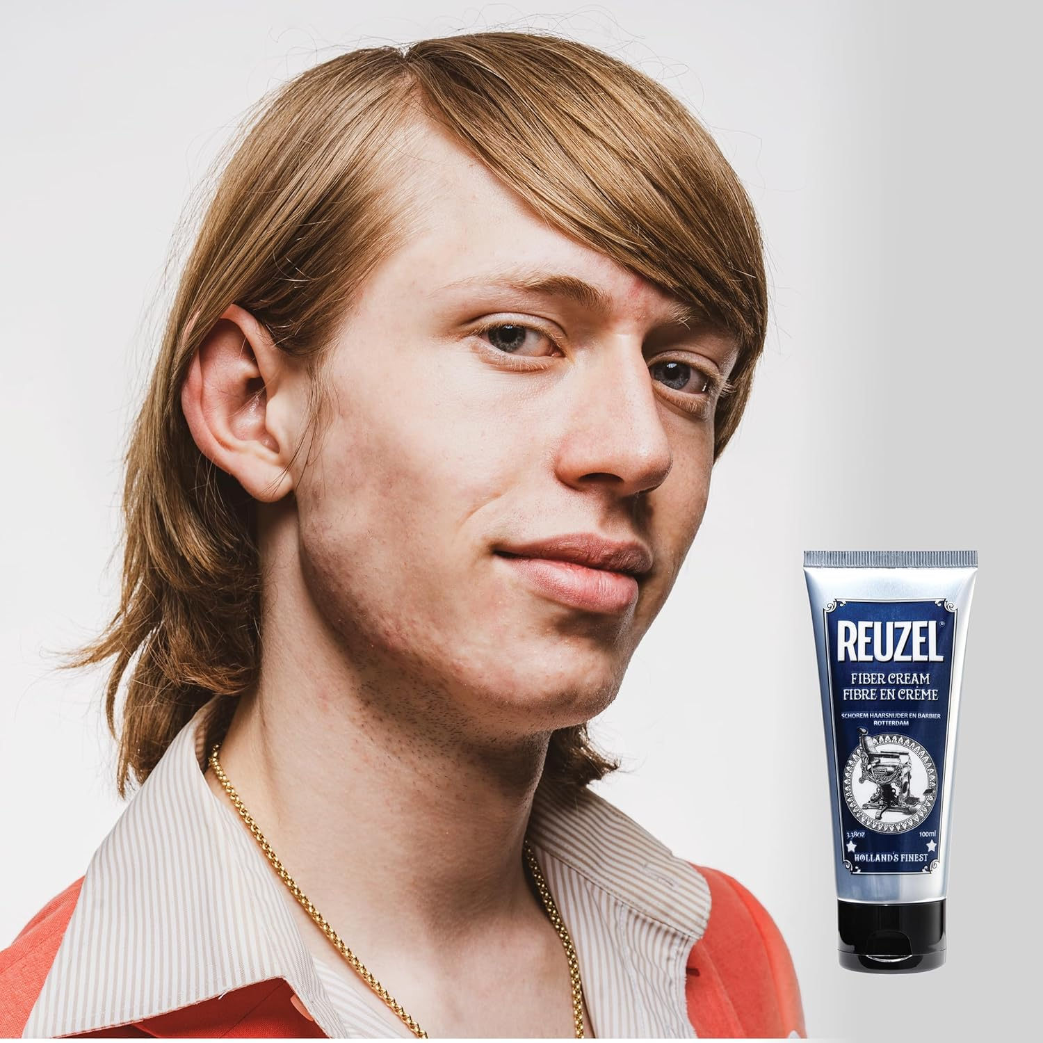 Reuzel Fiber Hair Cream for Men - Adds Fullness and Structure - Pliable Hold, Low Shine - Water Soluble - Works Well on Short to Medium Length Hair - Easy to Rework Hair after Styling - 100 Ml image number 1