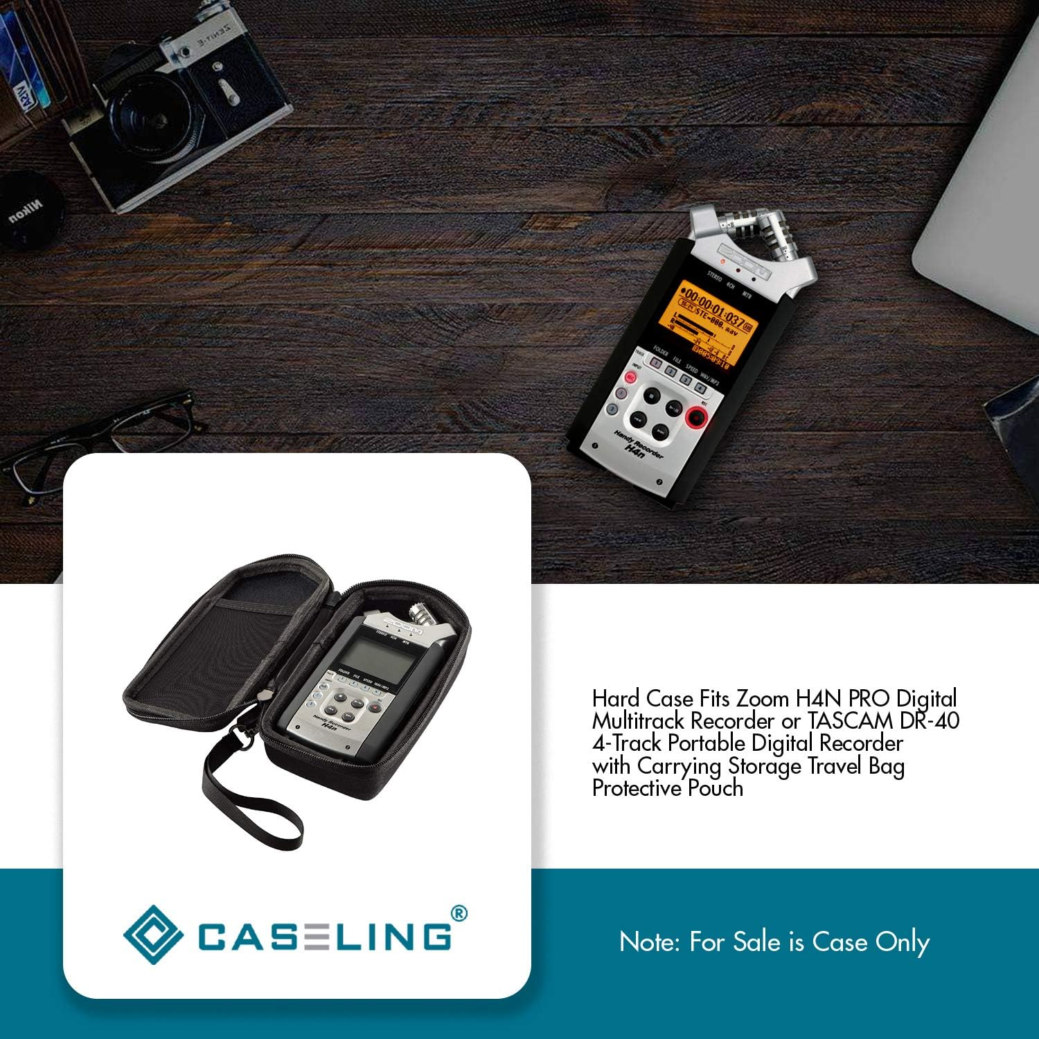 Hard CASE For: Zoom H4N. & For: TASCAM DR-40 Portable Digital Recorder. - with Mesh Pocket. by Caseling image number 5