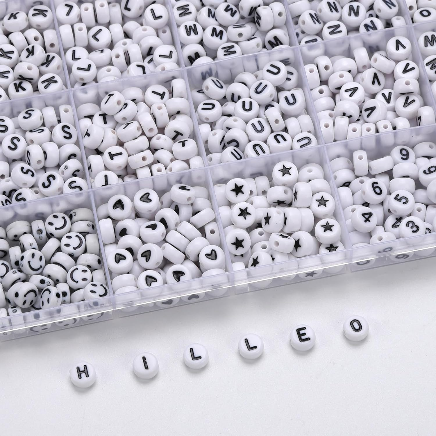 Friendship Bracelet Making Kit, 1600Pcs Letter Beads for Jewellery Making Kit, Friendship Bracelet Bead, DIY Arts & Crafts Supplies (Black Letter White Bead) image number 5