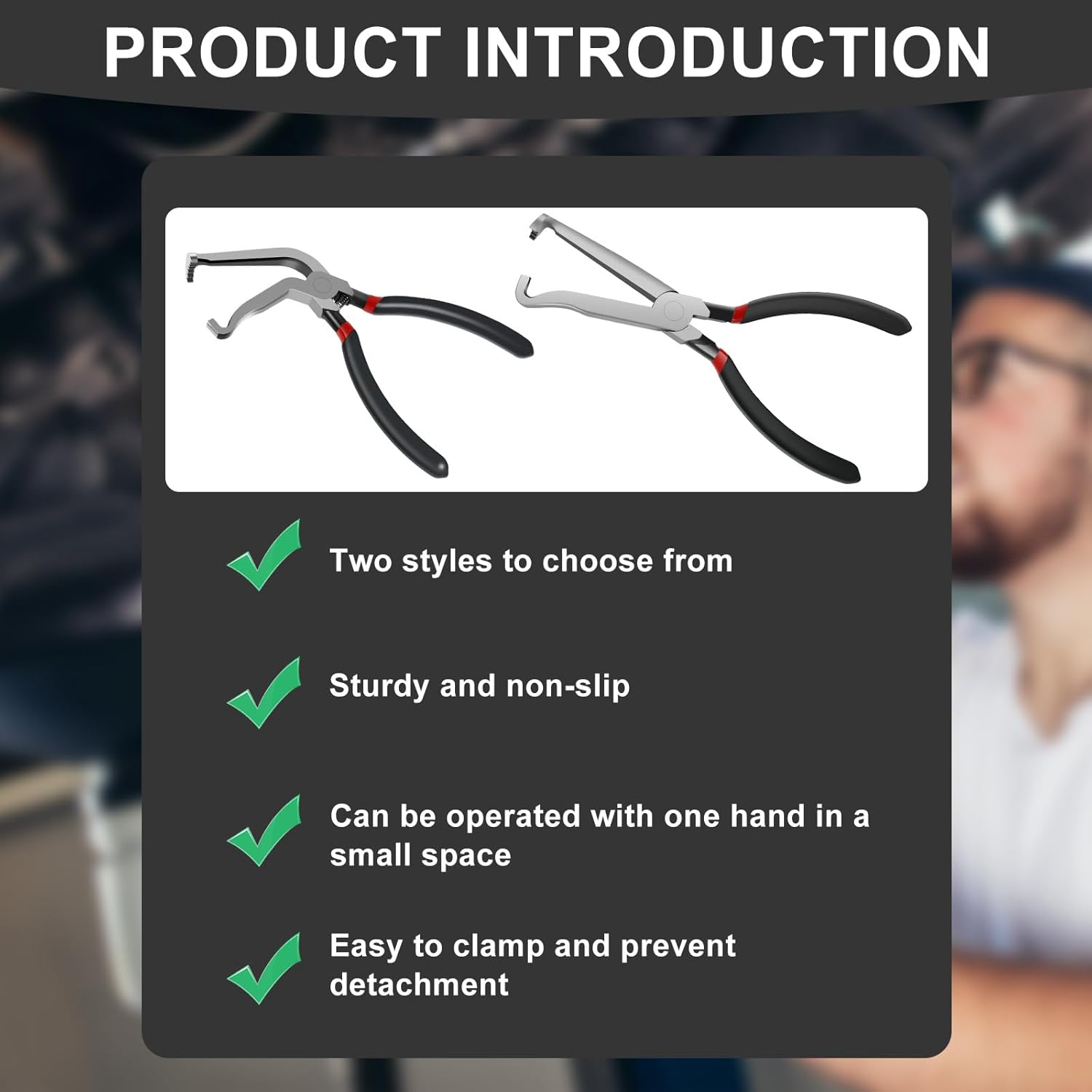 Electrical Disconnect Pliers Carbon Steel Electrical Connector Pliers Automotive Electrical Plug Connector Disconnect Tools Fuel Line Pliers Disconnect Pliers for Push Ttab Style Plugs image number 3