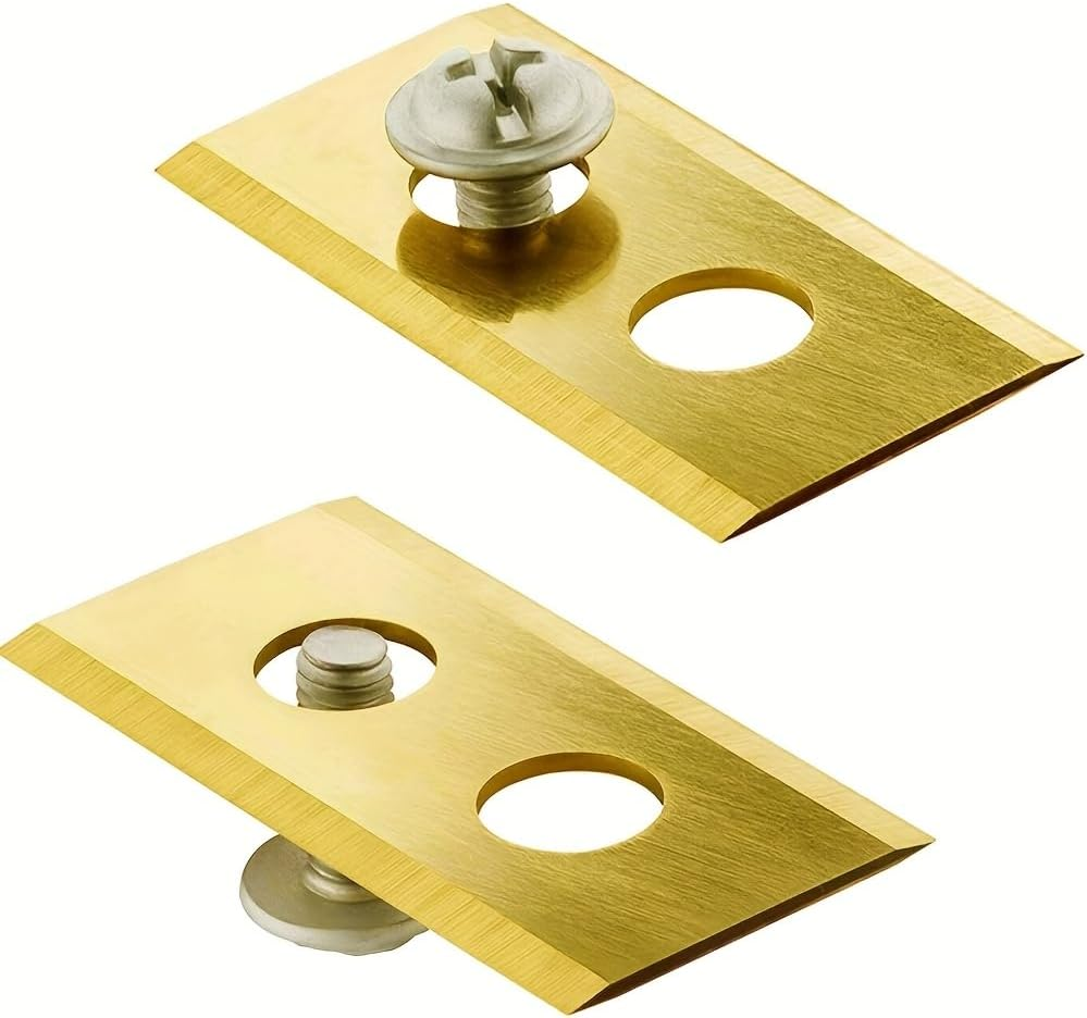 Double-Hole Lawn Mower Blade Replacement Set, Gold Brass, 3.5 Cm Length, Universal Fit, 24 Pack with Mounting Screws image number 2