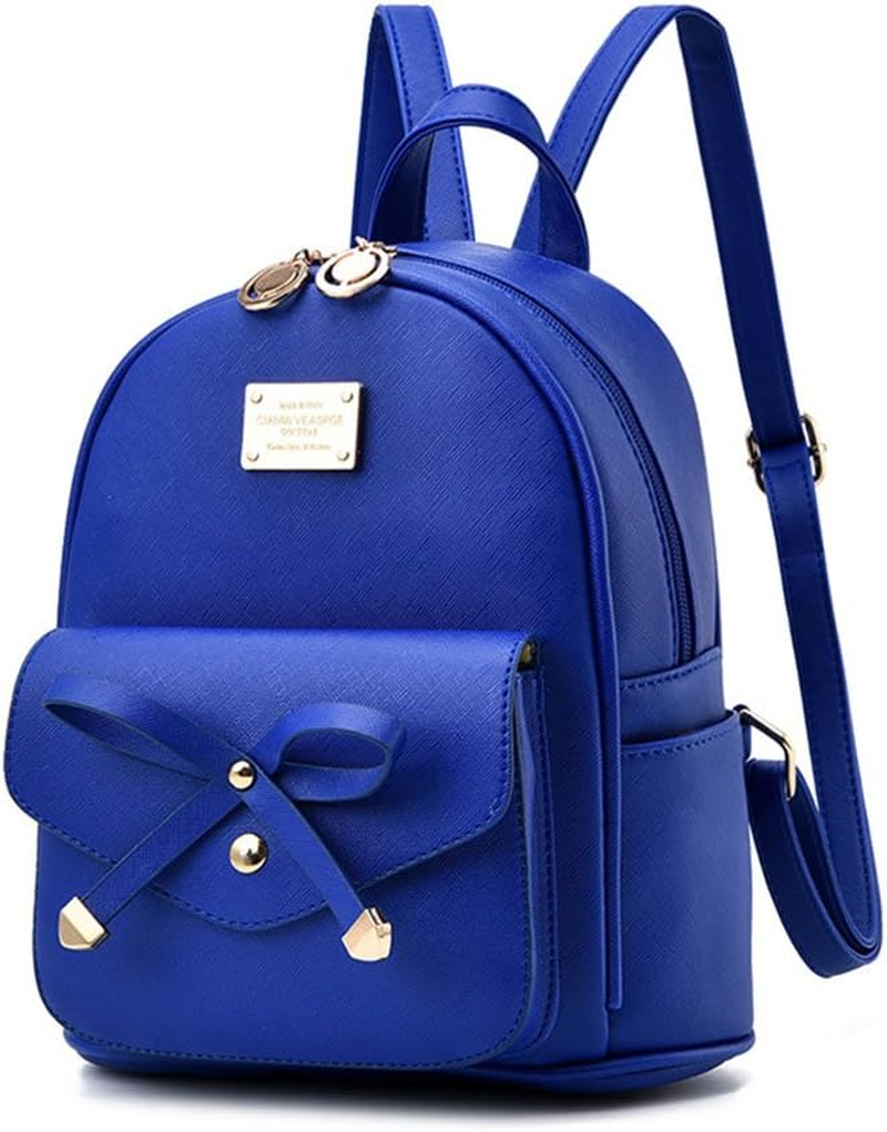 Girls Bowknot Cute Leather Backpack Mini Backpack Purse for Women