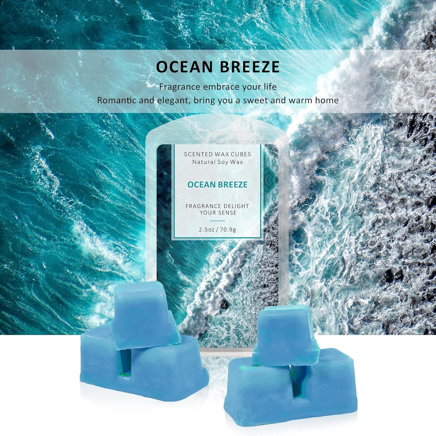 Scented Wax Melts, Wax Melts Wax Cubes, Soy Wax Cubes for Warmer, Wax Melts Set, Ocean Breeze, Fresh Linen, Bohemia Forest, Winds in Summer (4 X 2.5Oz) - Cinnamon Roll image number 3
